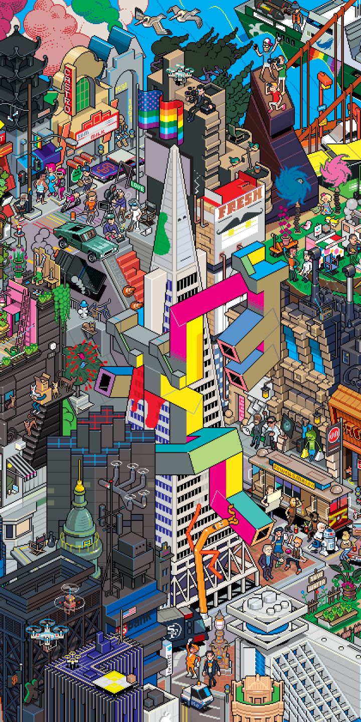 Скачать картинку Город, Сан Франциско, Художественные, Пиксель Арт, Пиксельная Графика в телефон бесплатно.