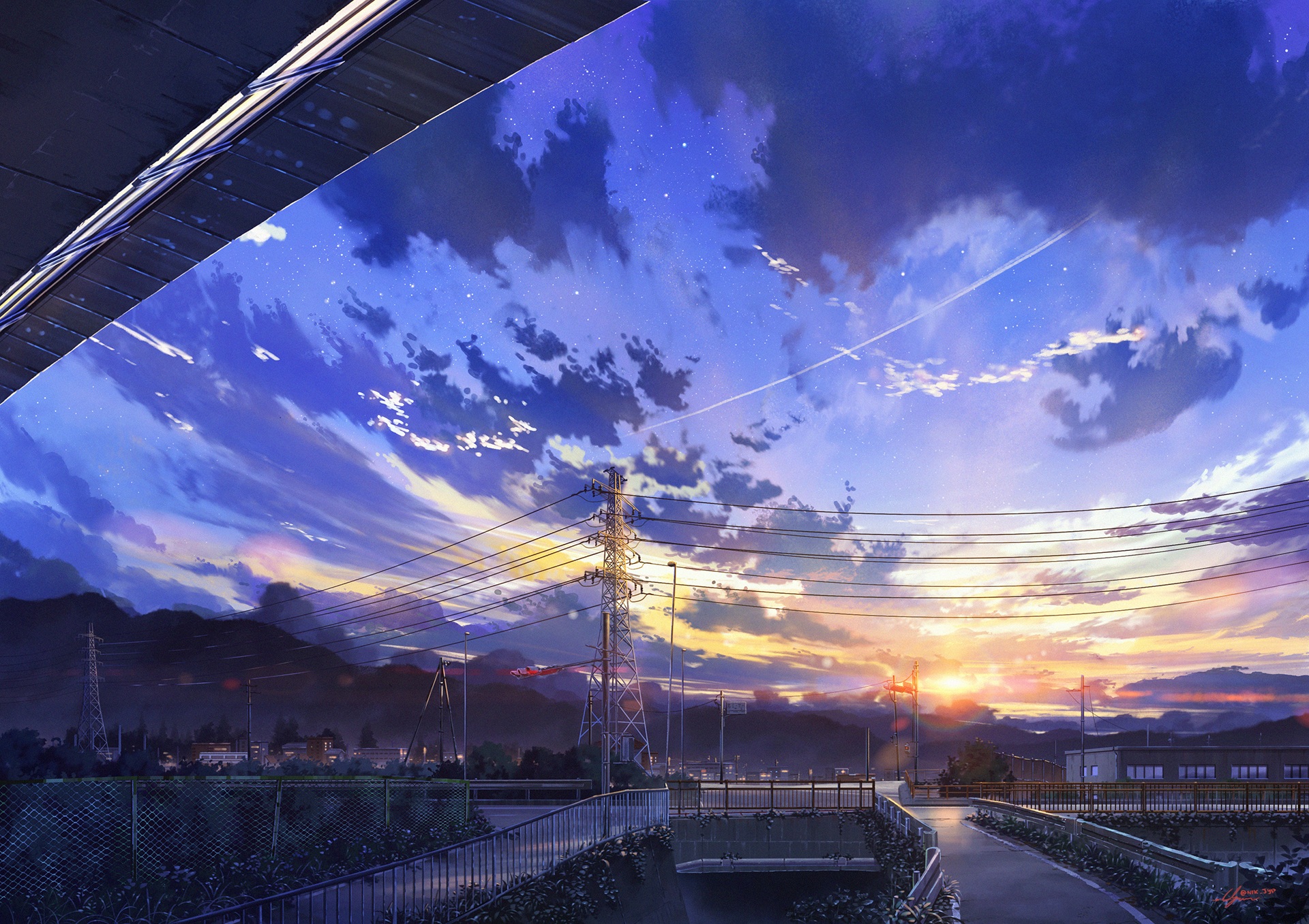 Laden Sie das Himmel, Sonnenuntergang, Animes-Bild kostenlos auf Ihren PC-Desktop herunter