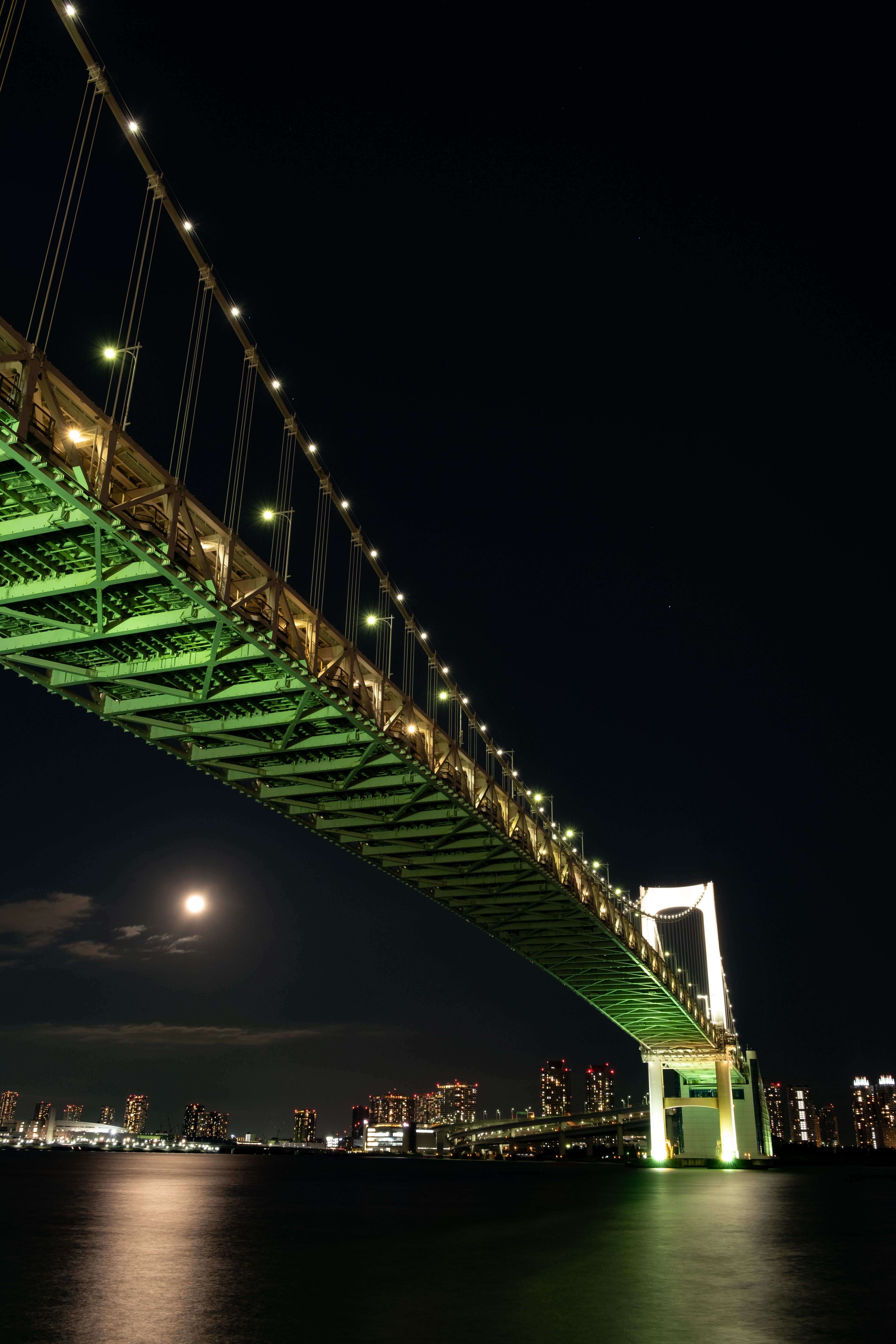 Скачать обои бесплатно Мост, Города, Огни Города, Токио, Освещение, Ночной Город картинка на рабочий стол ПК