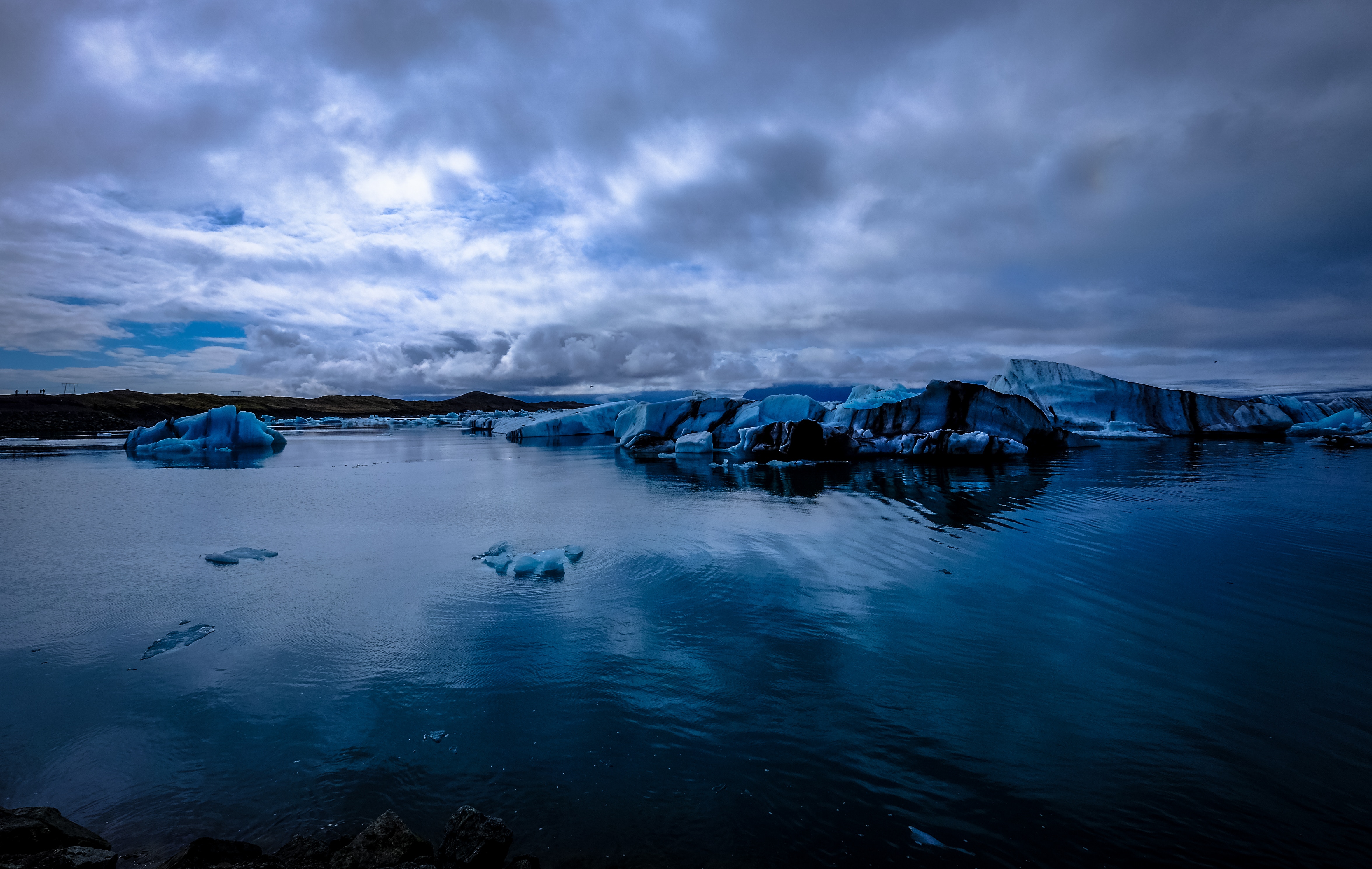 glacier, sea, nature, ice, snow, evening HD wallpaper