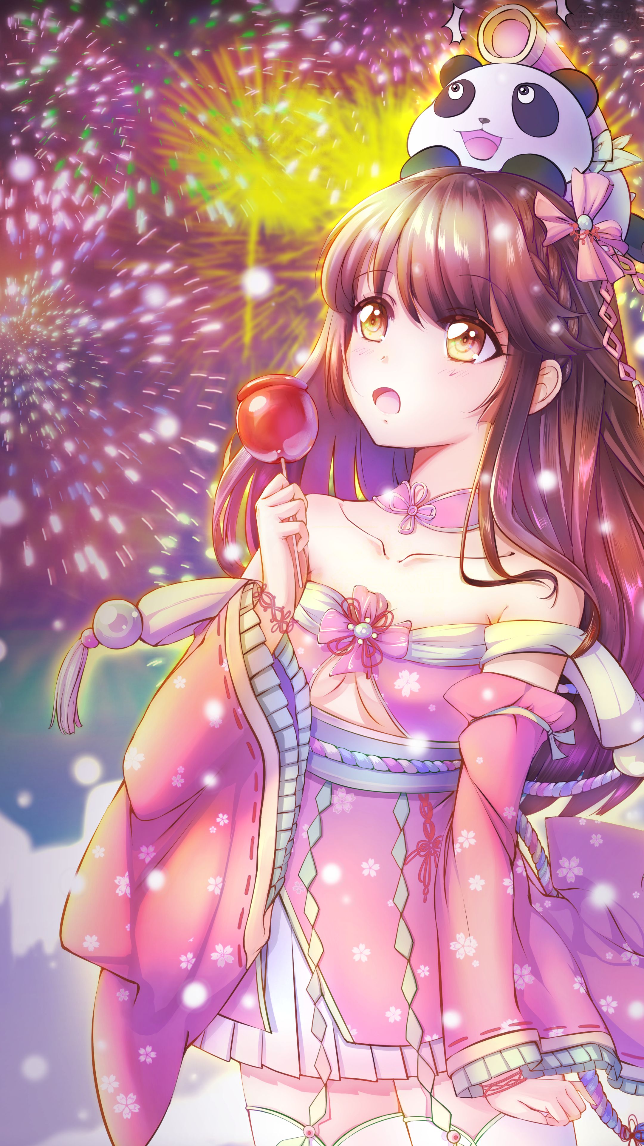 Download mobile wallpaper Anime, Fireworks, Original for free.