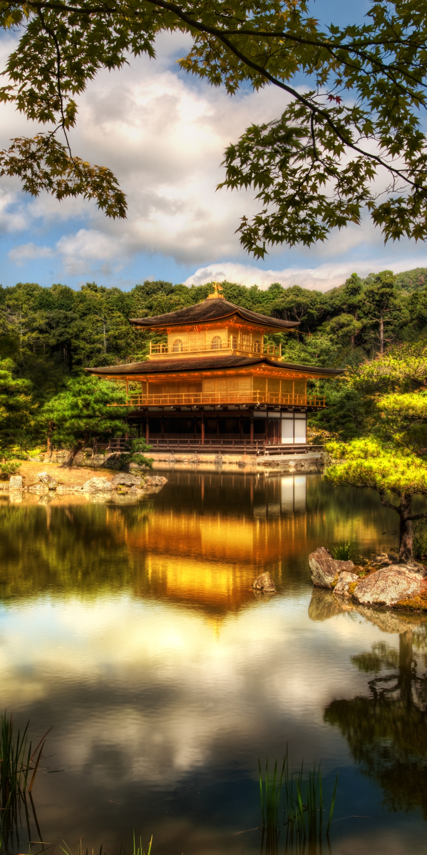 Завантажити шпалери безкоштовно Японія, Hdr, Храми, Кіото, Релігійний, Кінкаку Дзі картинка на робочий стіл ПК