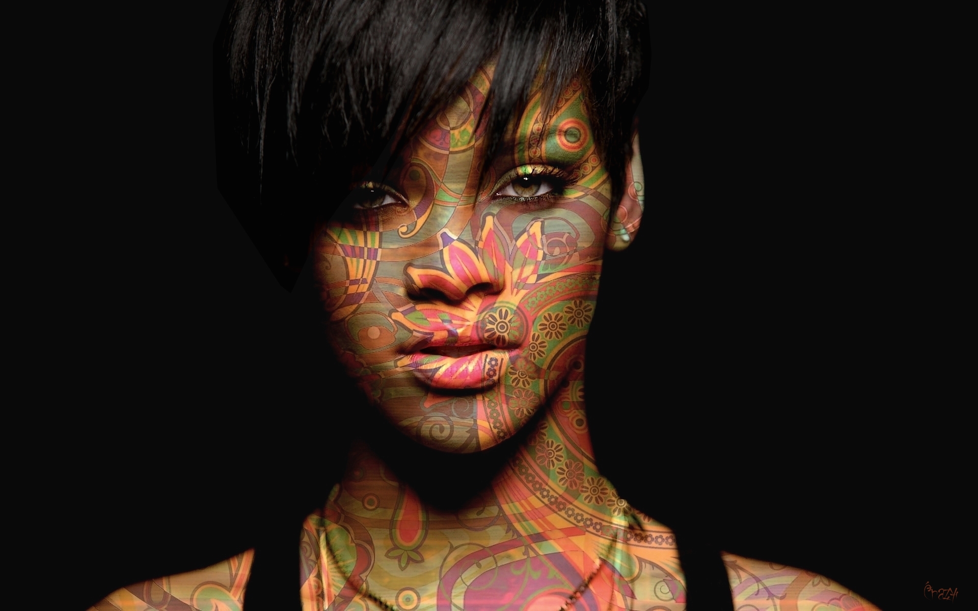Download mobile wallpaper Music, Fantasy, Rihanna, Face, Eye for free.