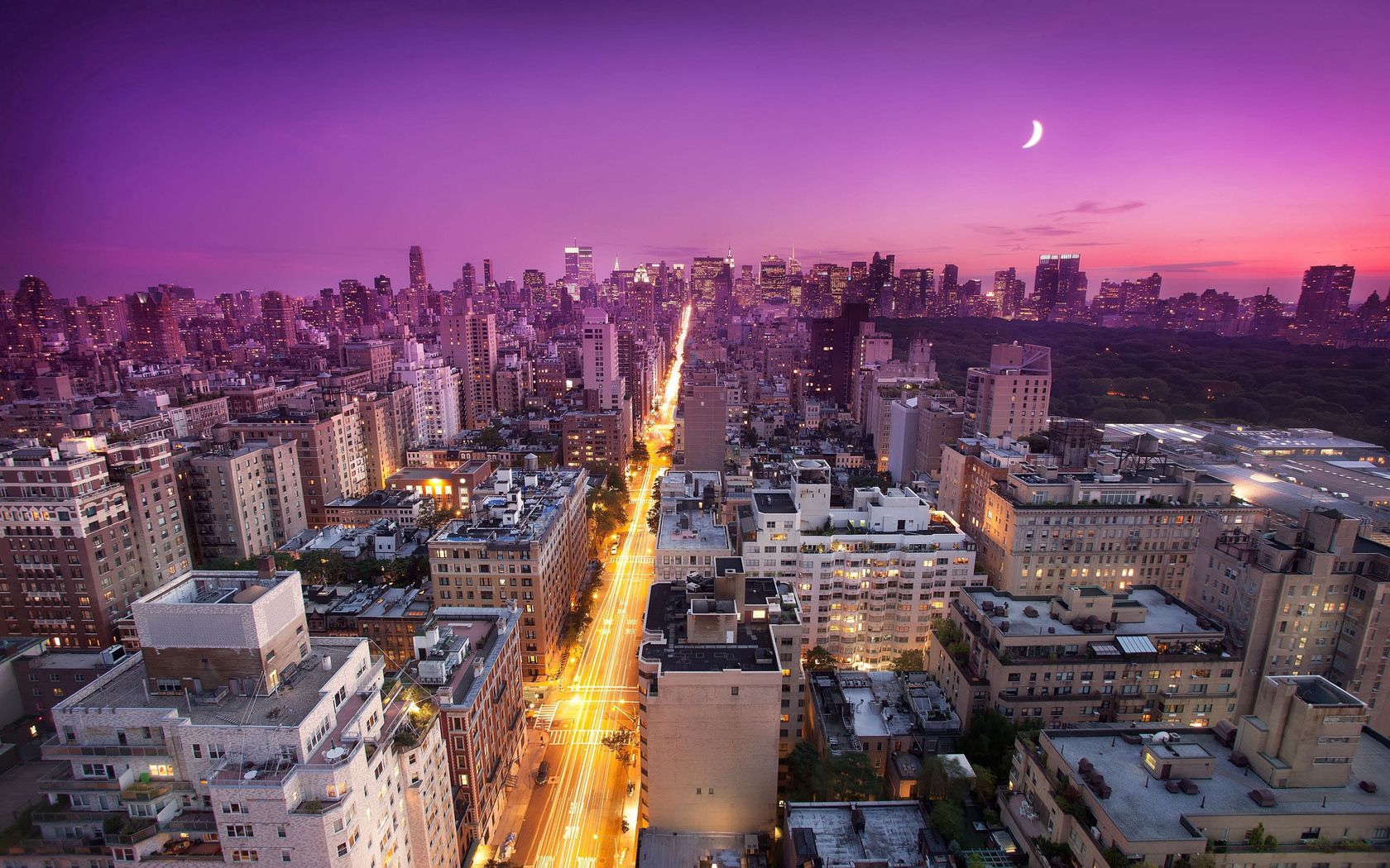 無料モバイル壁紙建物, 上から見る, シティライツ, ニューヨーク州, 都市, 日没, 街の明かり, ニューヨークをダウンロードします。