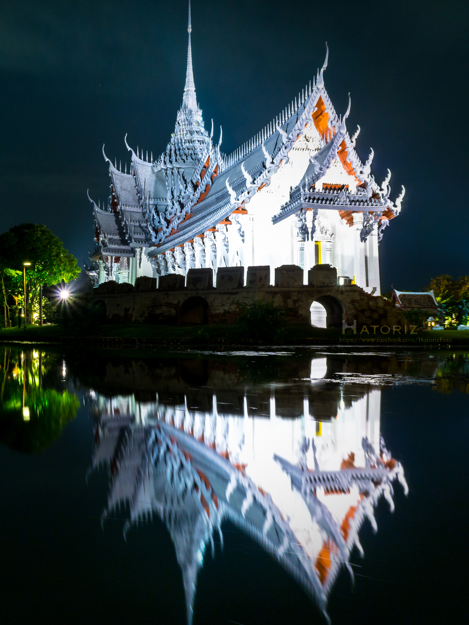 thailand, man made, sanphet prasat palace, reflection, bangkok, night, palaces