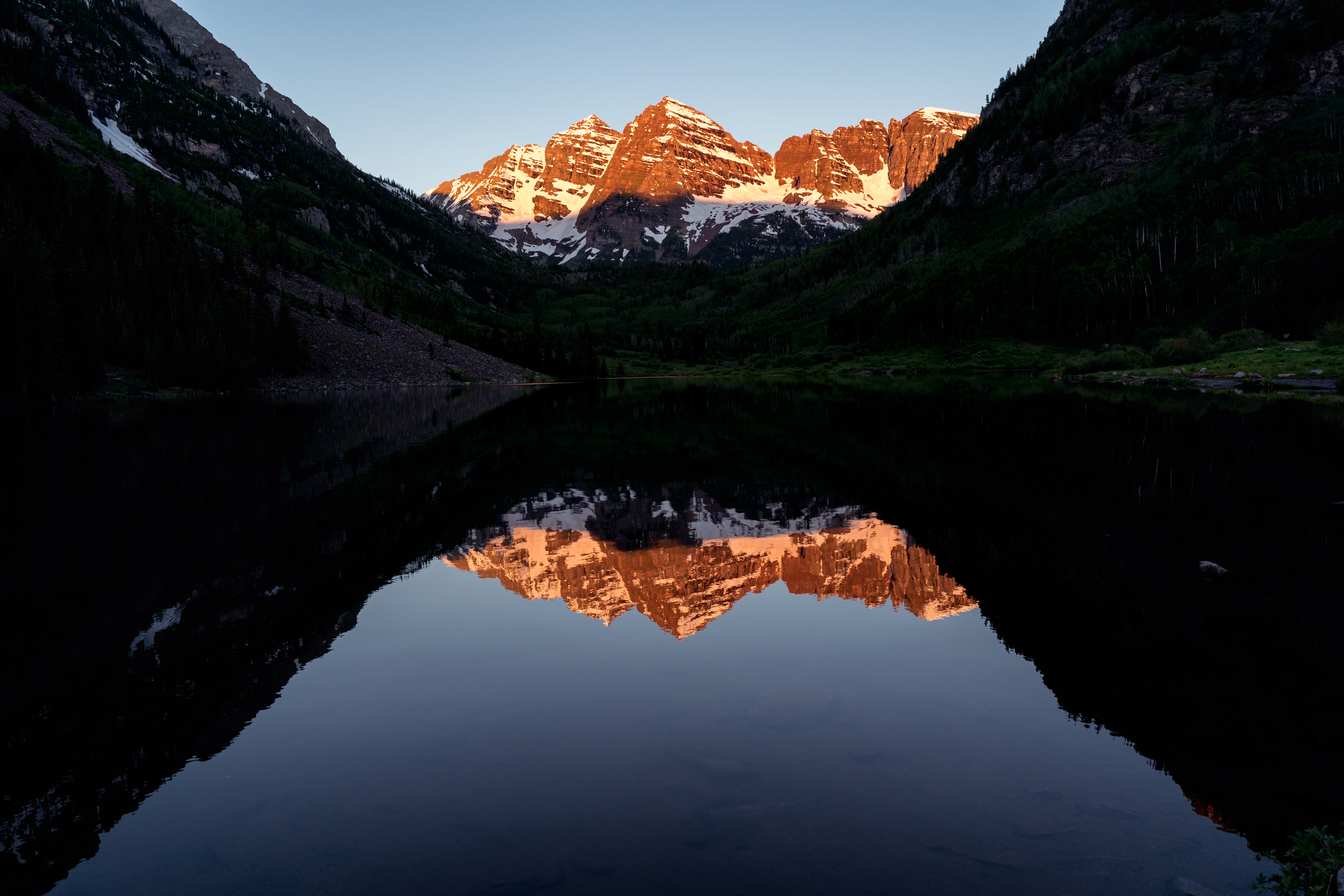 119569 завантажити картинку природа, сутінки, гора, озеро, відображення - шпалери і заставки безкоштовно