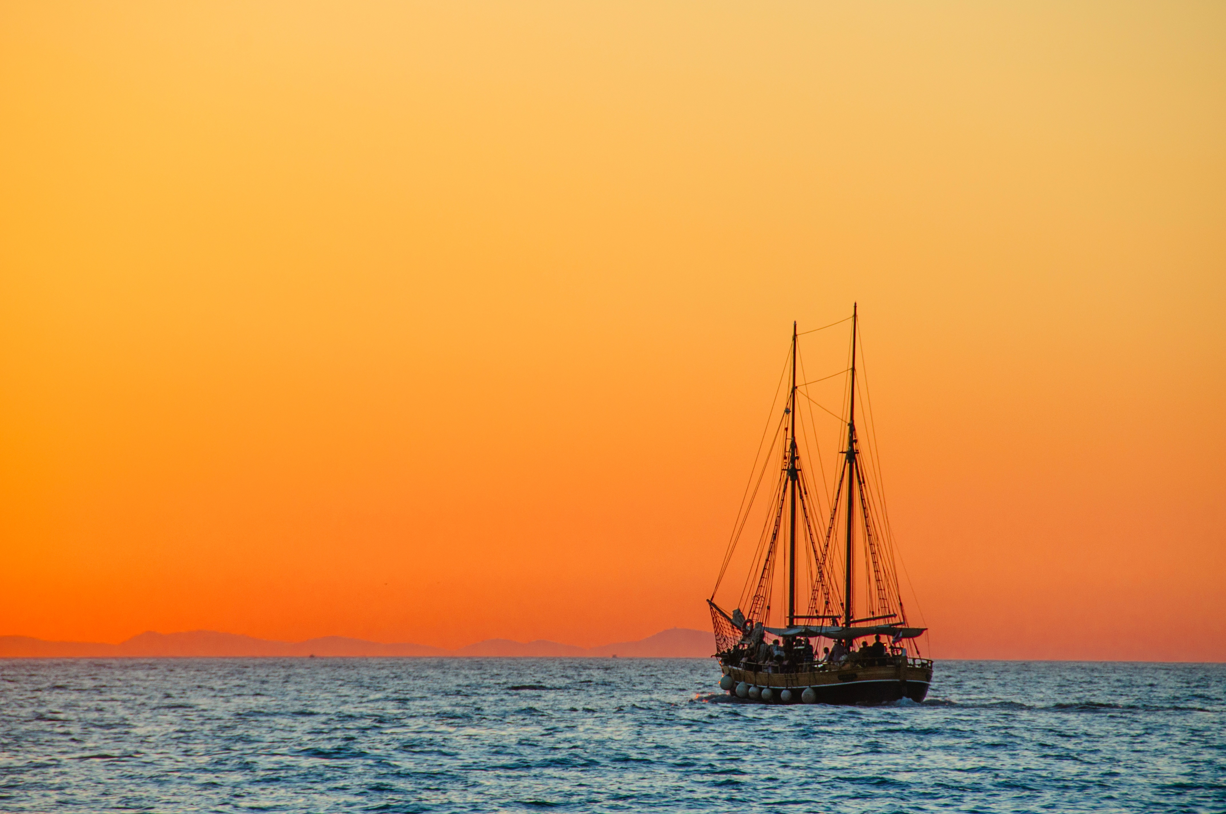 sailboat, sunset, nature, sea, sailfish, vessel