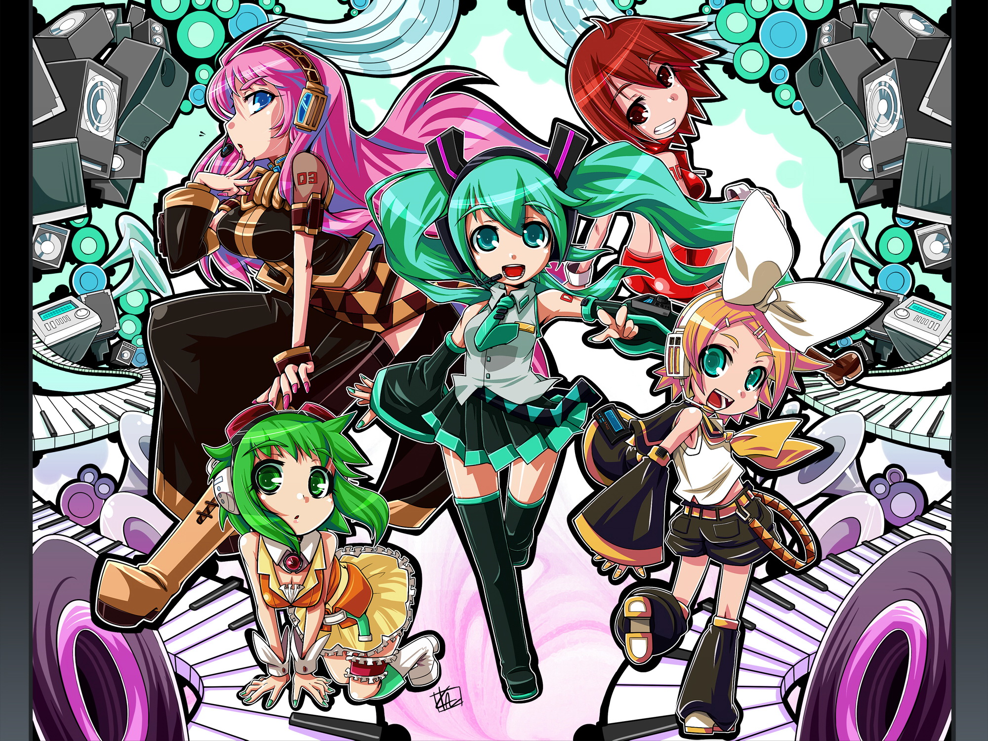 Laden Sie das Vocaloid, Hatsune Miku, Animes, Lukas Megurin, Rin Kagamine, Gumi (Vocaloid), Meiko (Vocaloid)-Bild kostenlos auf Ihren PC-Desktop herunter
