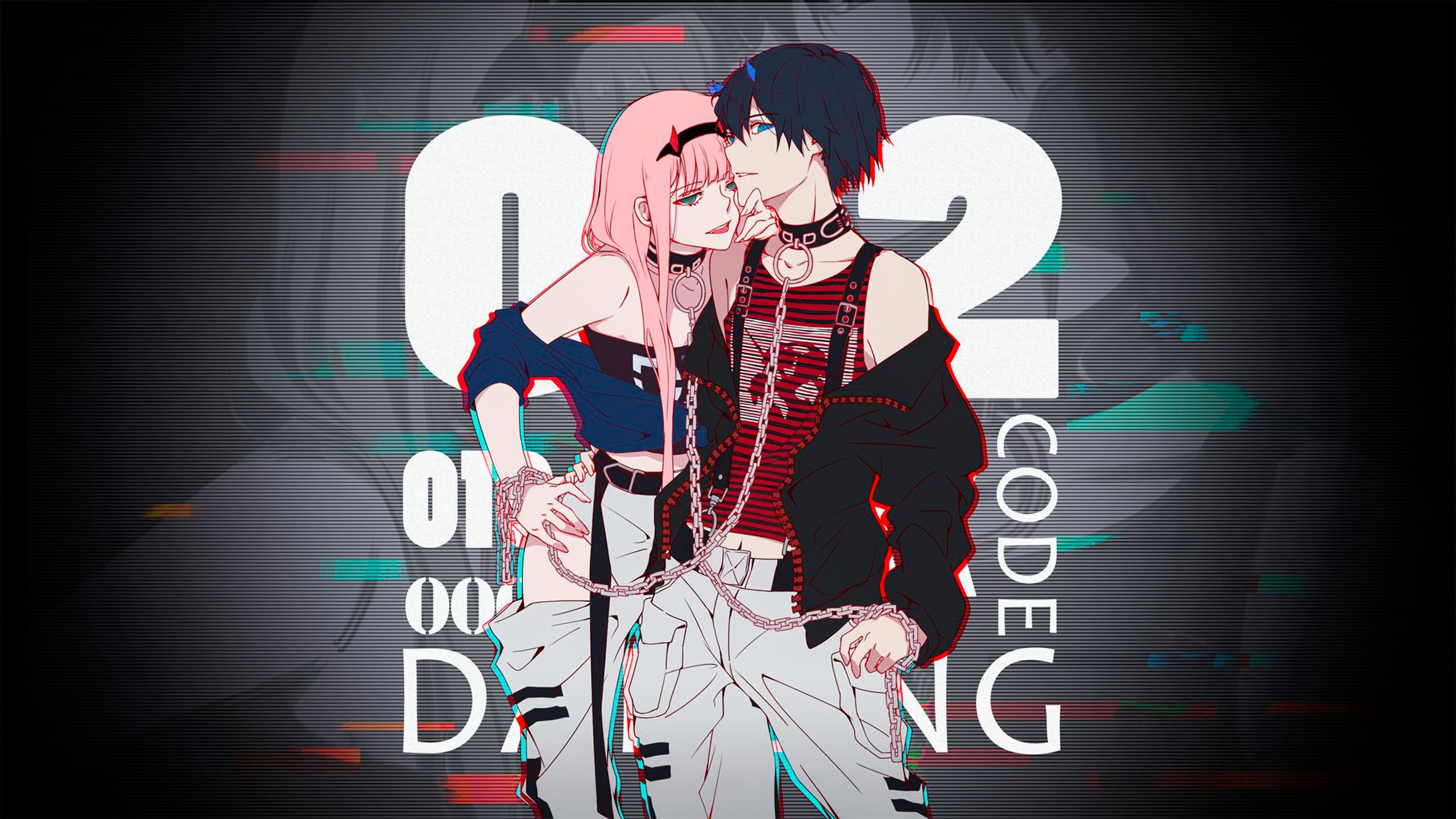 zero two (darling in the franxx), anime, darling in the franxx, hiro (darling in the franxx)
