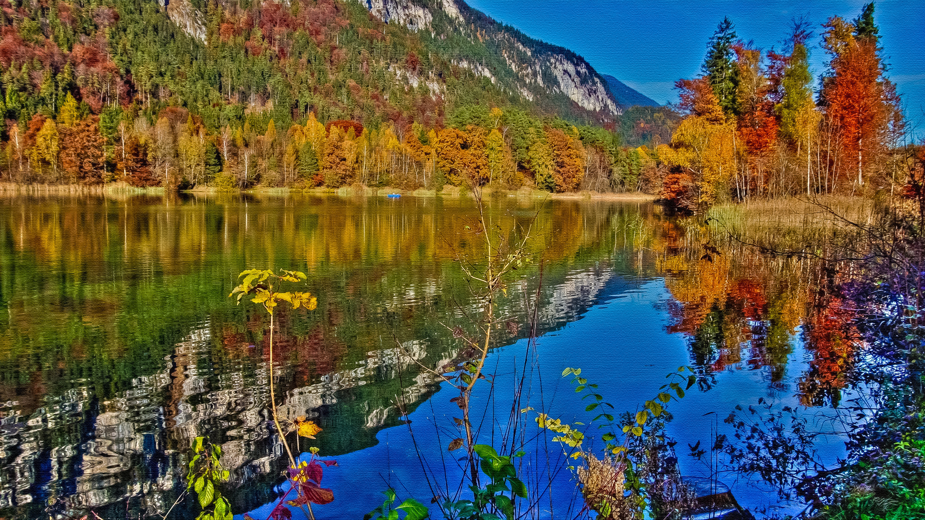 Скачать обои бесплатно Осень, Озера, Озеро, Отражение, Земля/природа картинка на рабочий стол ПК