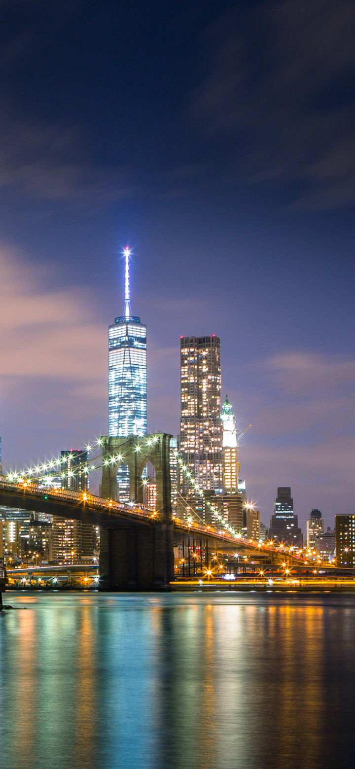 Скачать картинку Города, Мост, Нью Йорк, Бруклинский Мост, Сделано Человеком в телефон бесплатно.