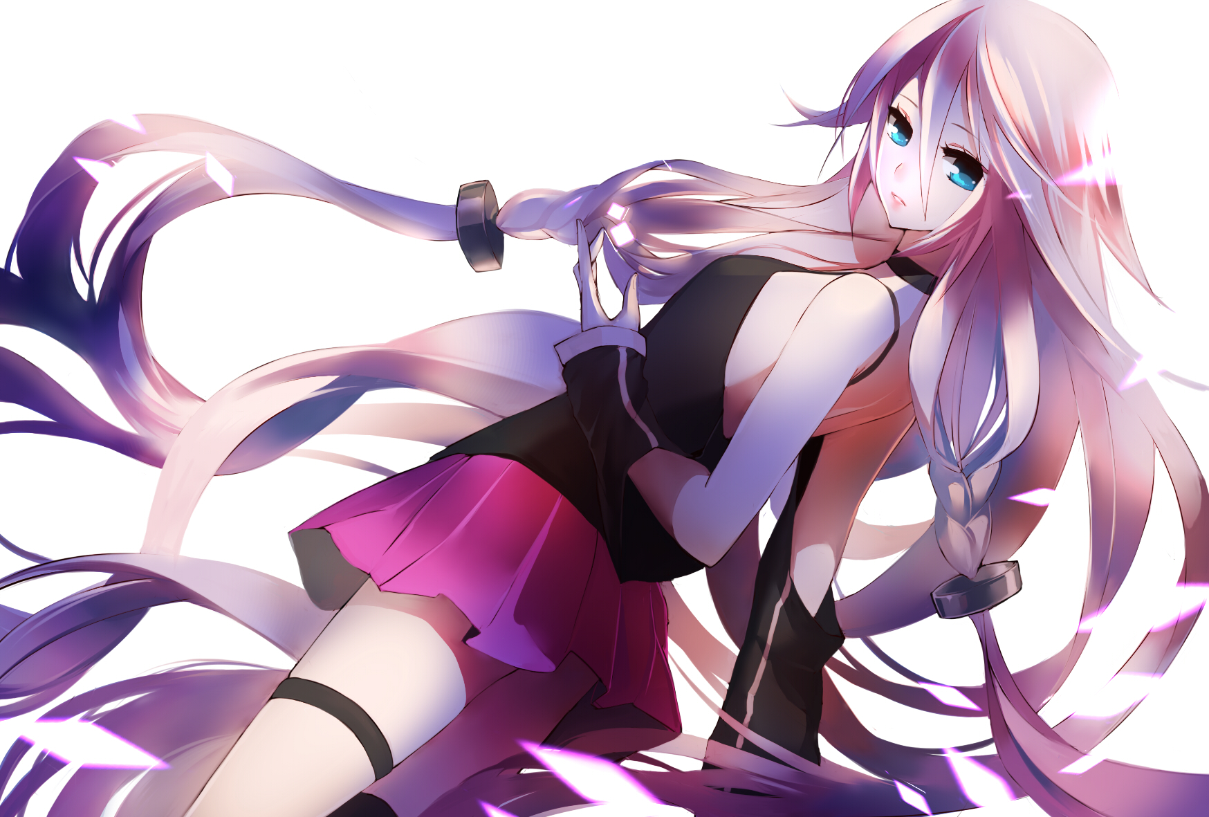 Download mobile wallpaper Anime, Vocaloid, Skirt, Blue Eyes, Pink Hair, Long Hair, Thigh Highs, Ia (Vocaloid) for free.