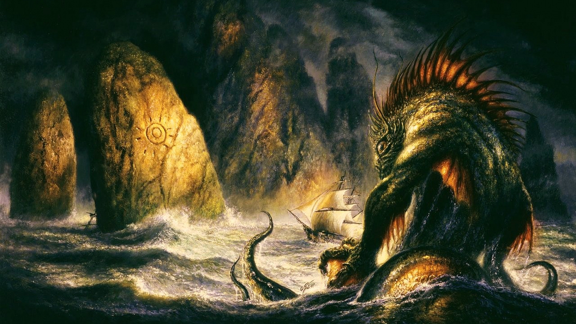 Descarga gratuita de fondo de pantalla para móvil de Fantasía, Monstruo De Mar.