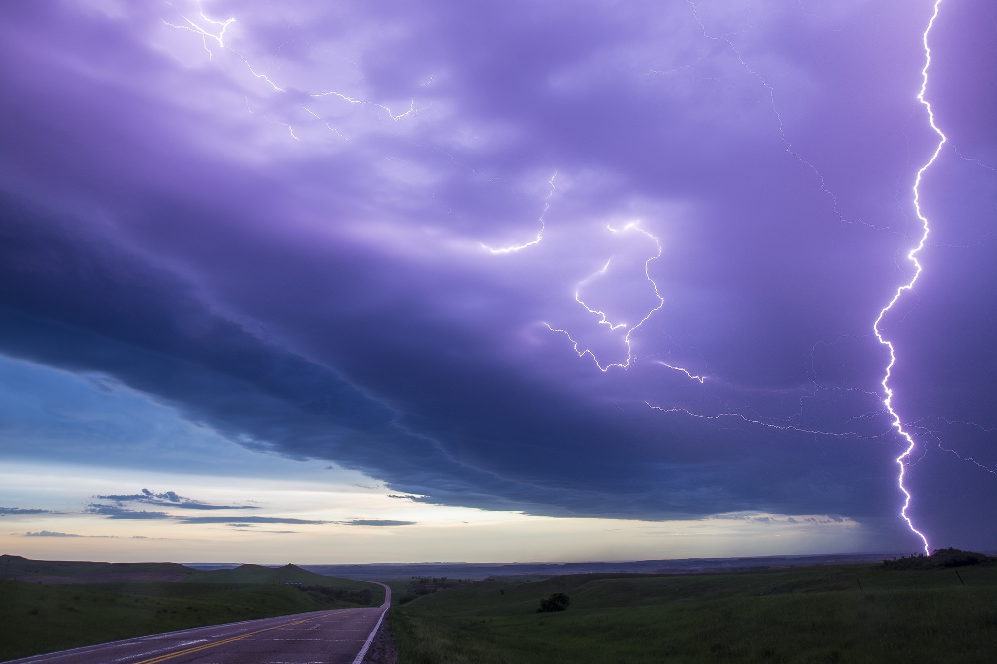 Download mobile wallpaper Landscape, Nature, Lightning, Road, Cloud, Photography for free.