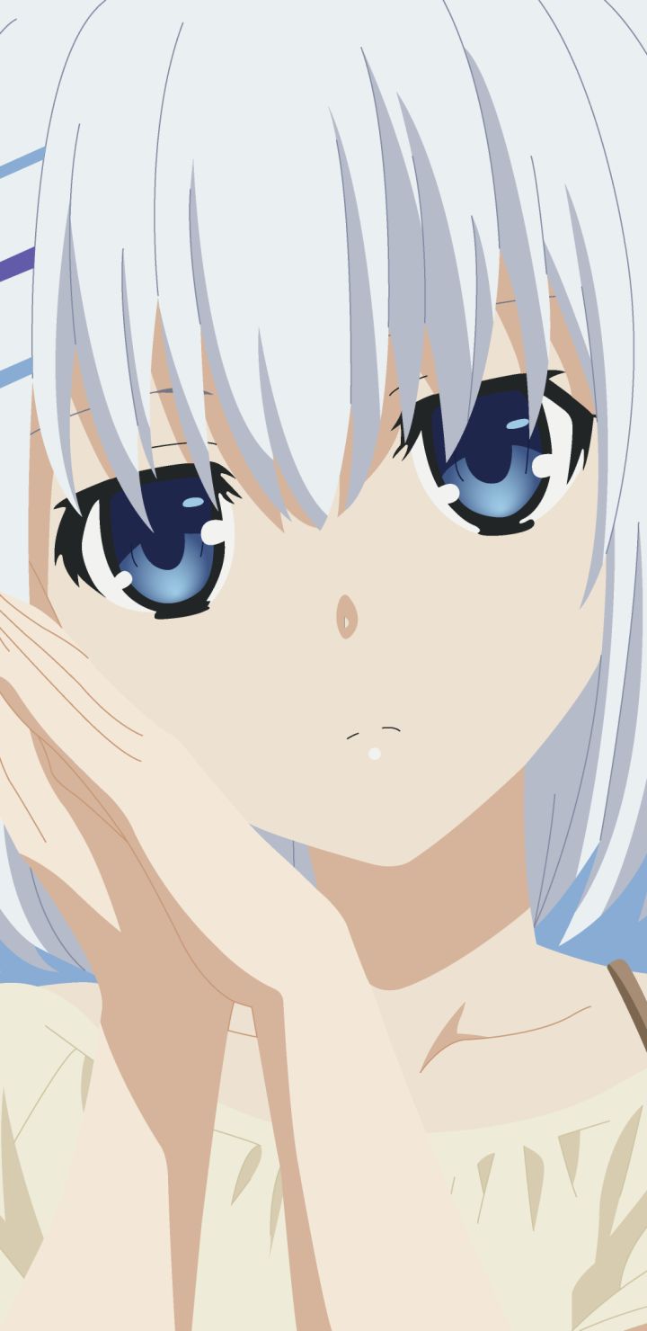 Download mobile wallpaper Anime, Face, Blue Eyes, Short Hair, White Hair, Date A Live, Origami Tobiichi for free.