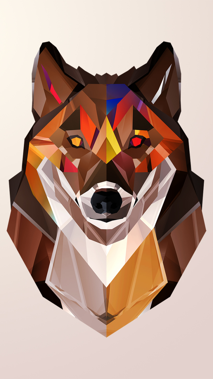 Download mobile wallpaper Abstract, Wolf, Facets, Polygon for free.