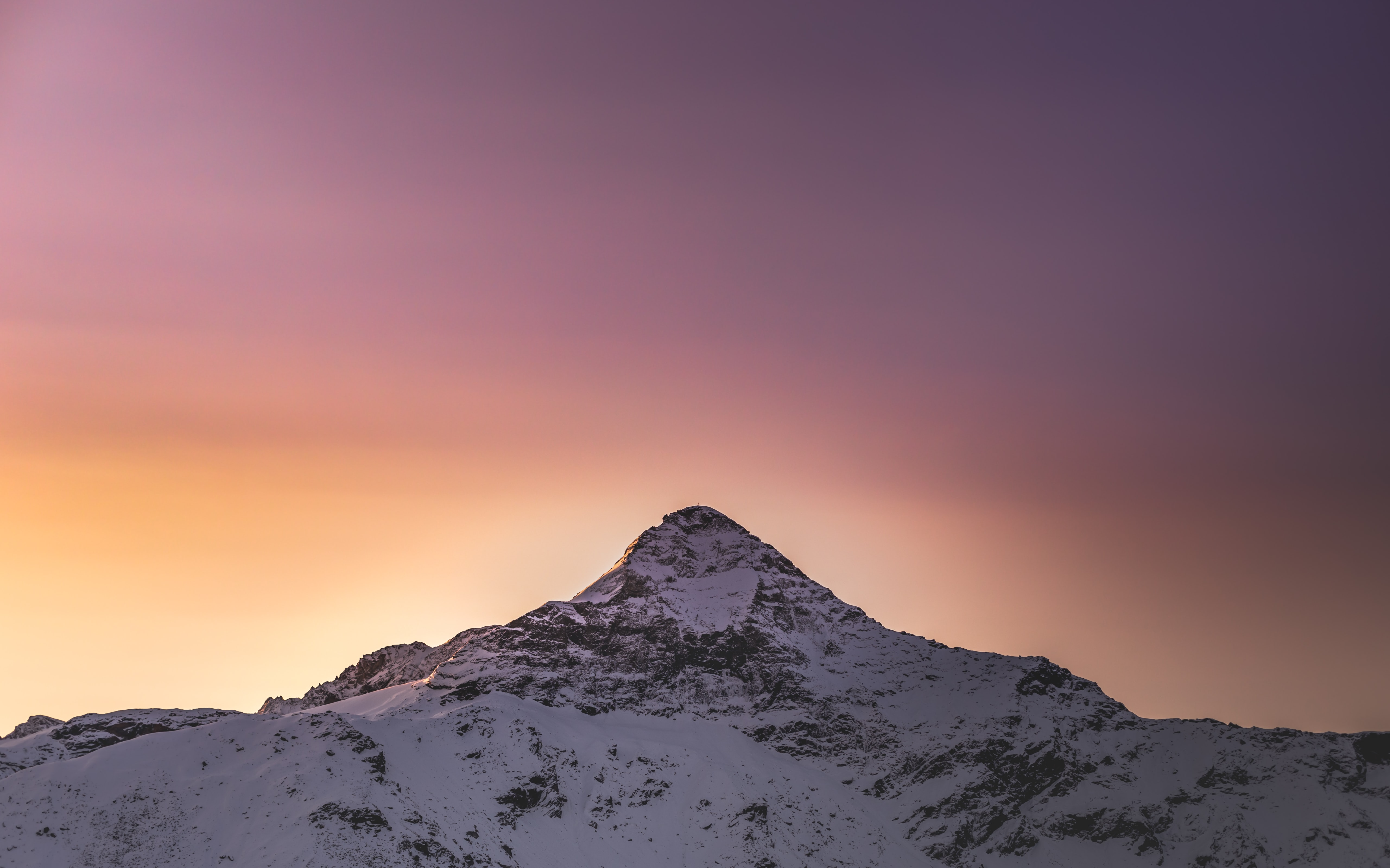Download mobile wallpaper Vertex, Top, Snow, Snowbound, Snow Covered, Nature, Mountains, Sunset for free.