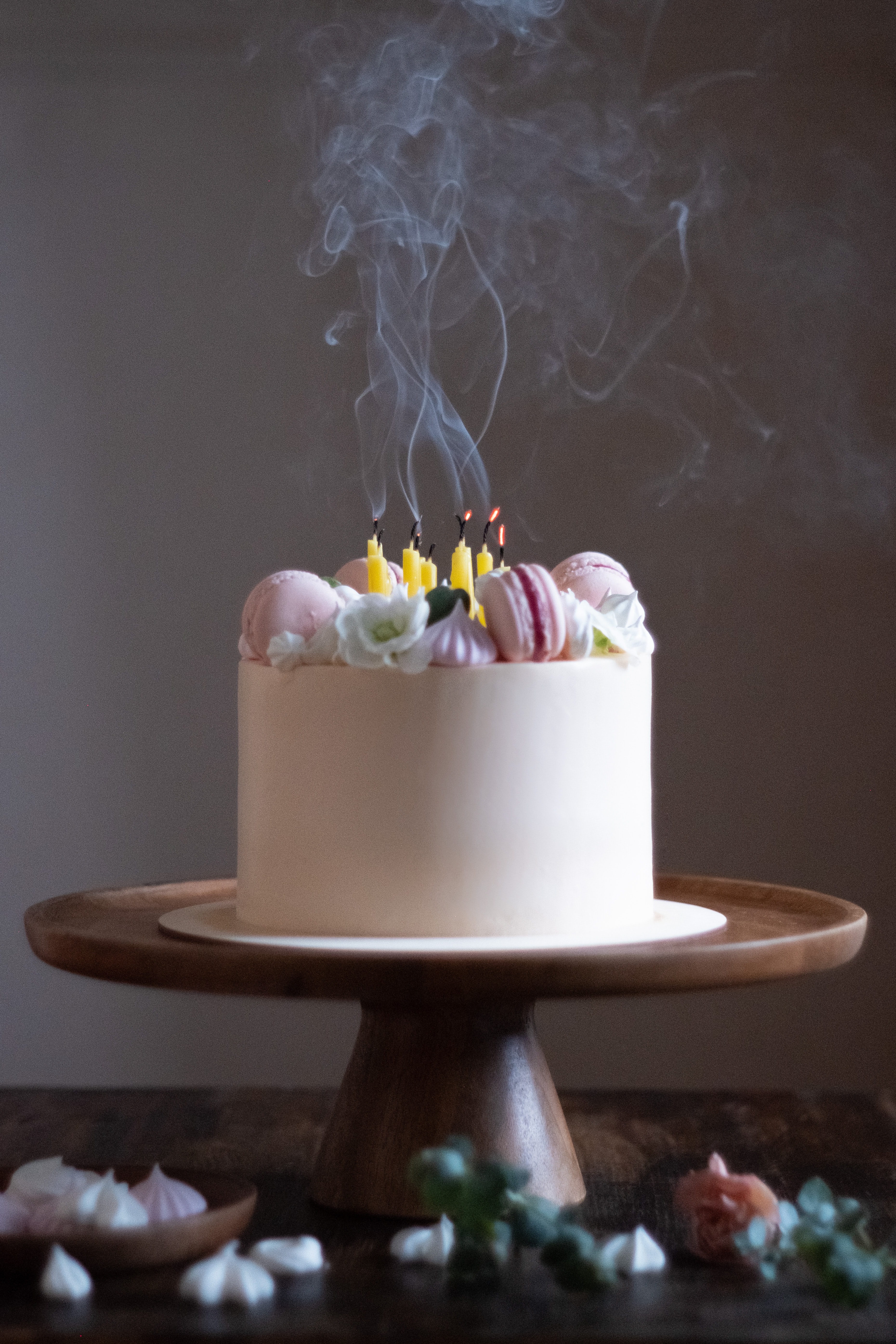 candles, baking, food, smoke, desert, cake, bakery products