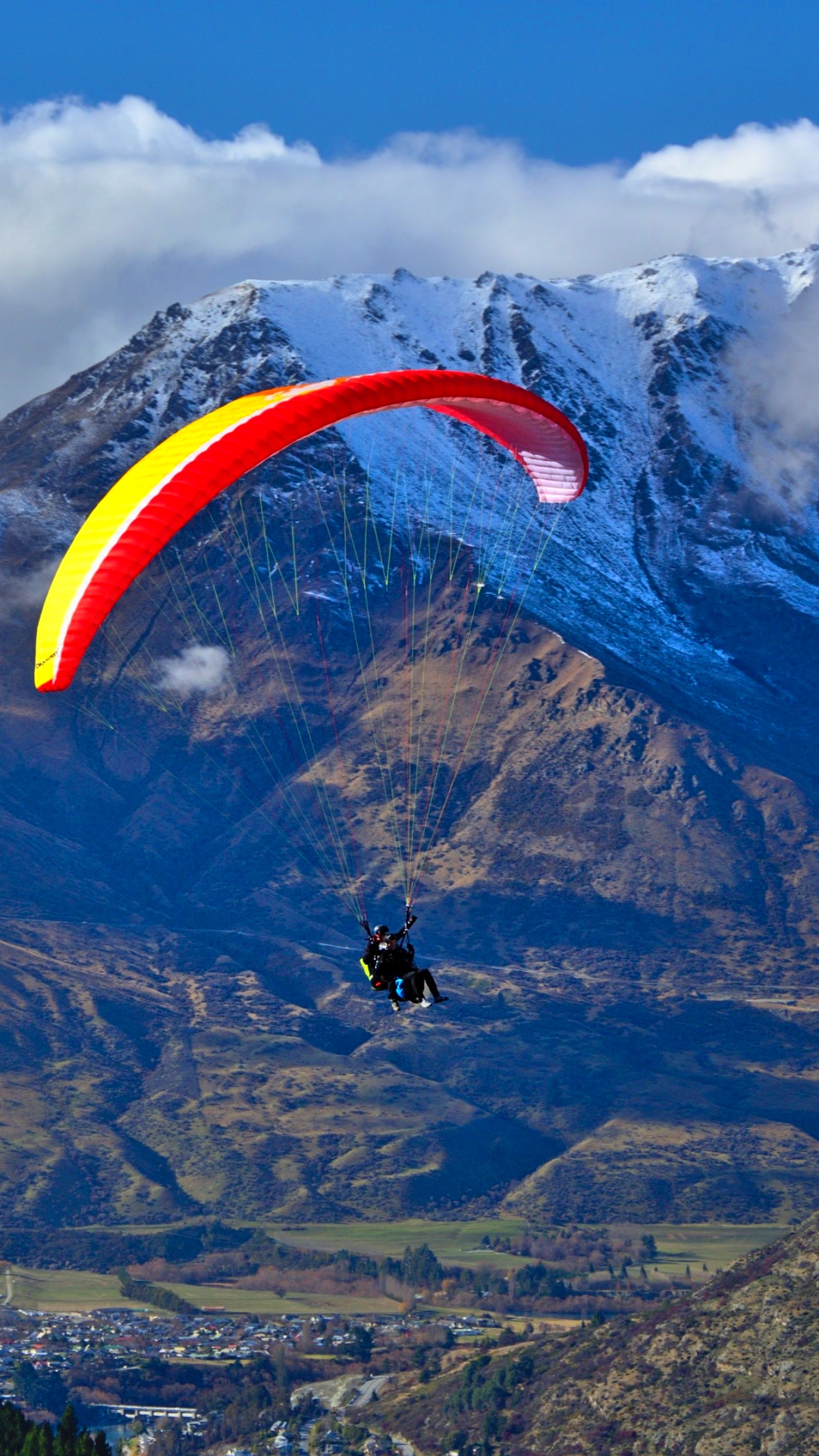 paraglider, paragliding, sports, tandem, mountain, landscape