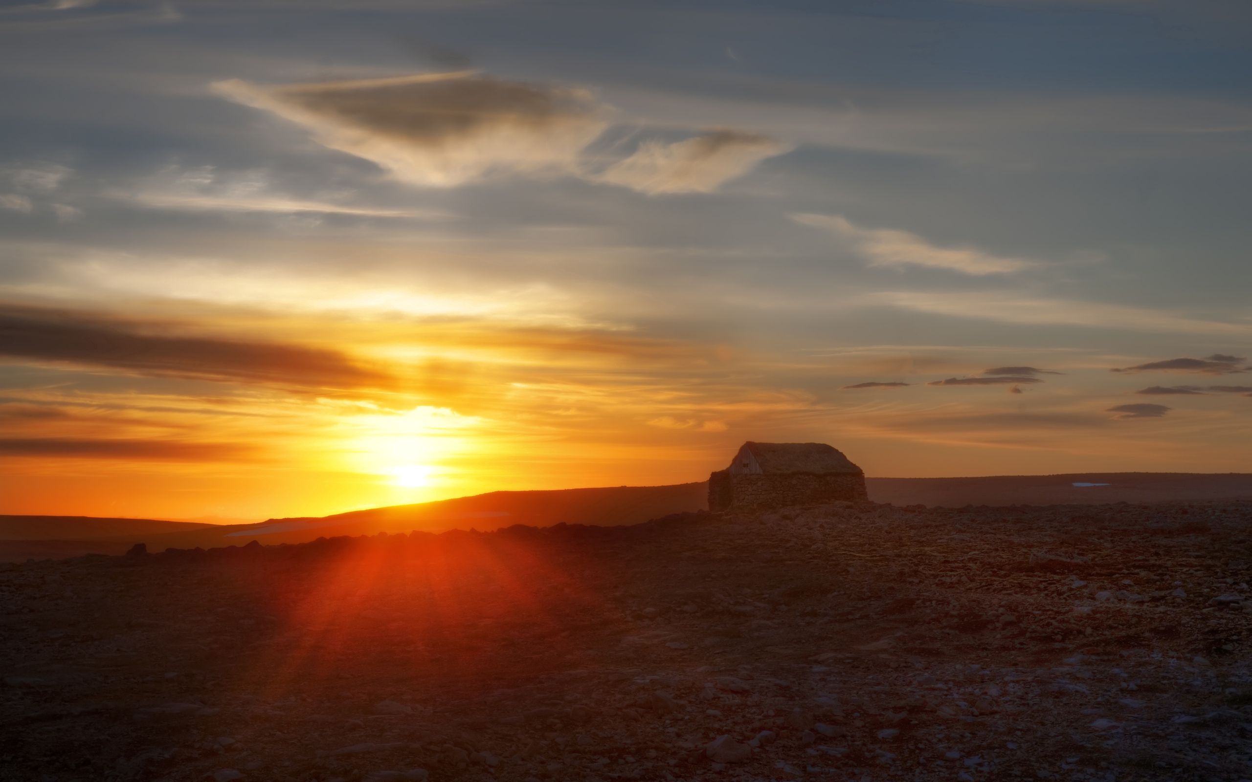 Free download wallpaper Sunset, Sun, Desert, Structure, Nature on your PC desktop