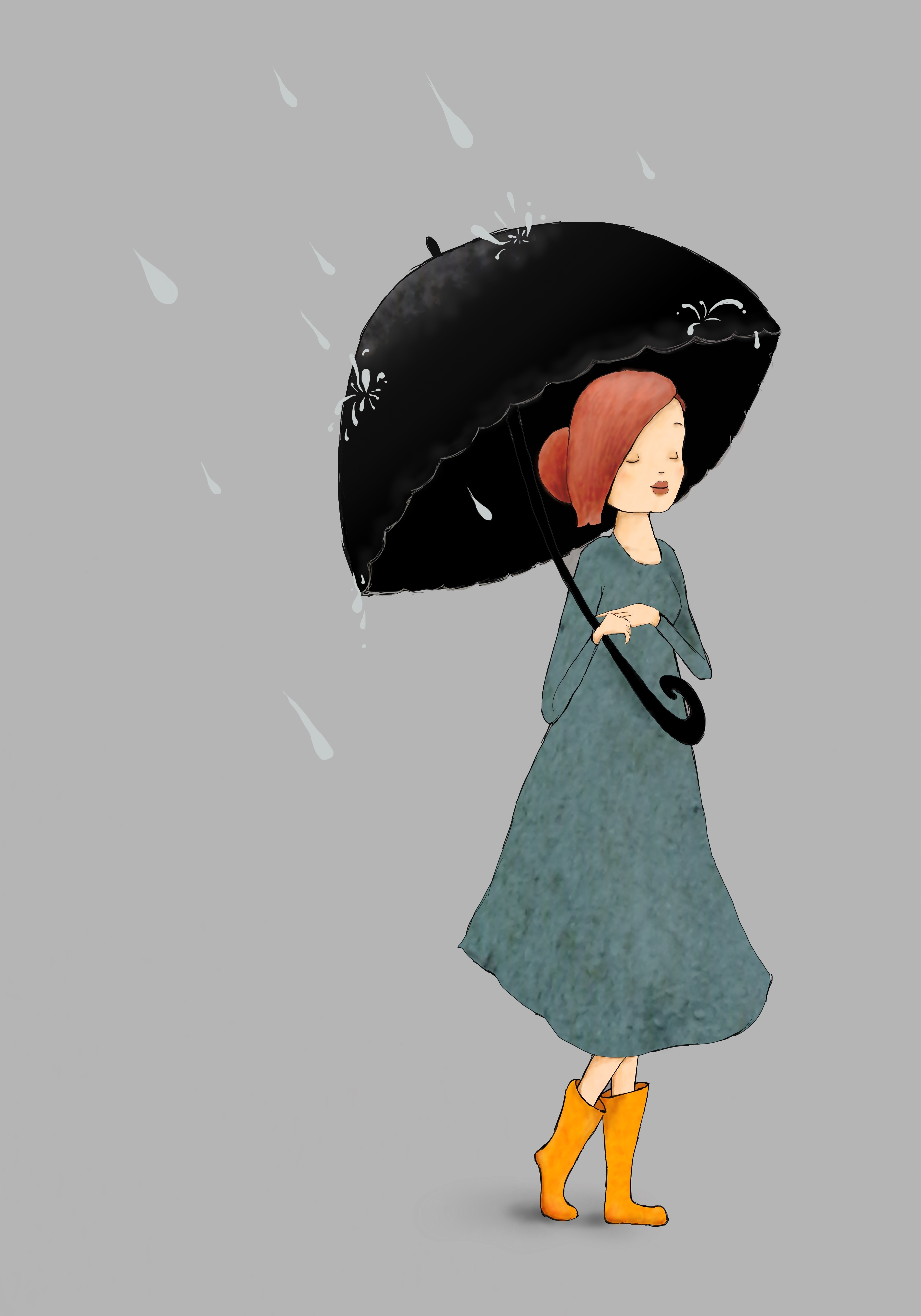 Free download wallpaper Umbrella, Rain, Girl, Art, Vector on your PC desktop
