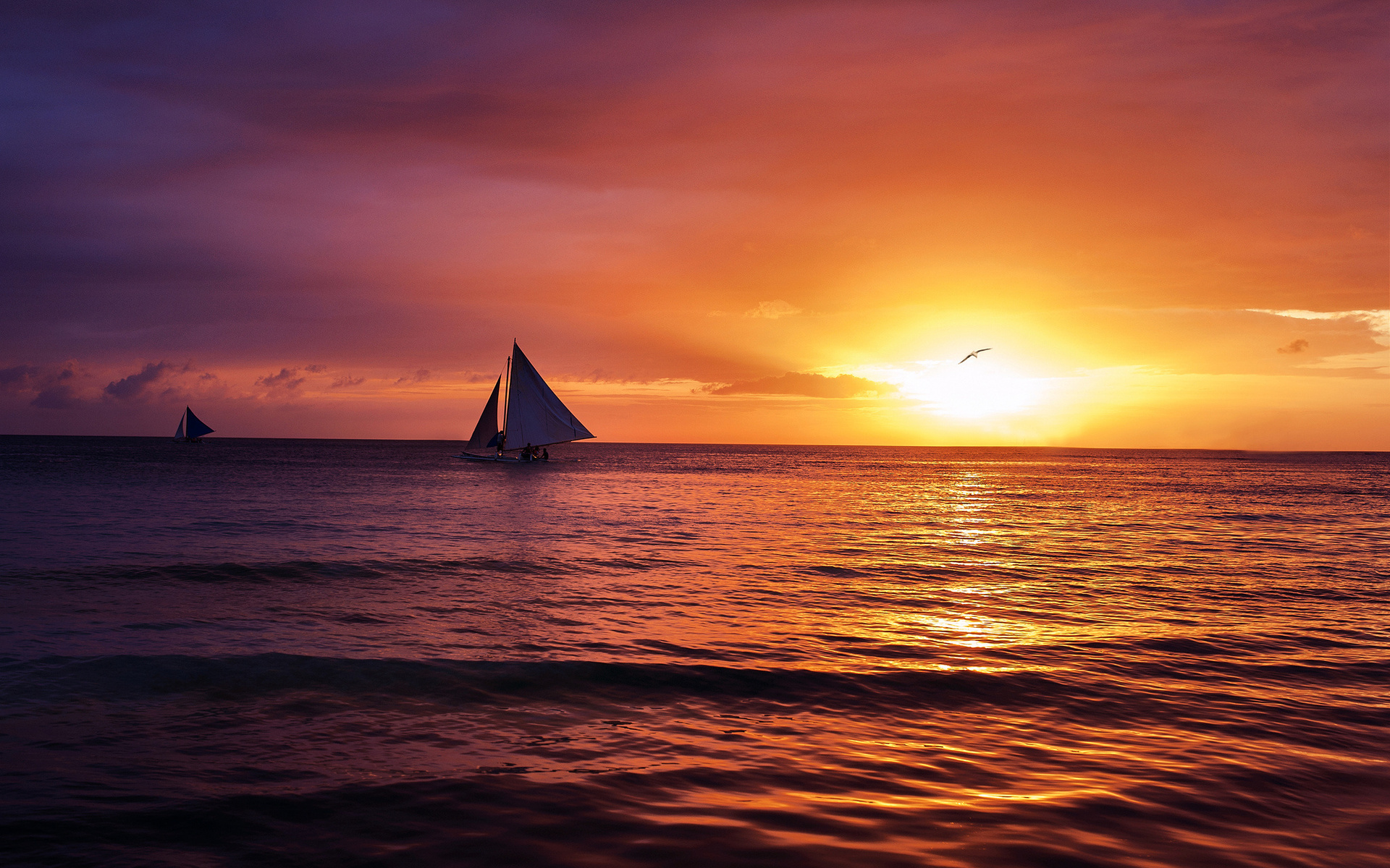 PCデスクトップに風景, 日没, 自然, 海画像を無料でダウンロード