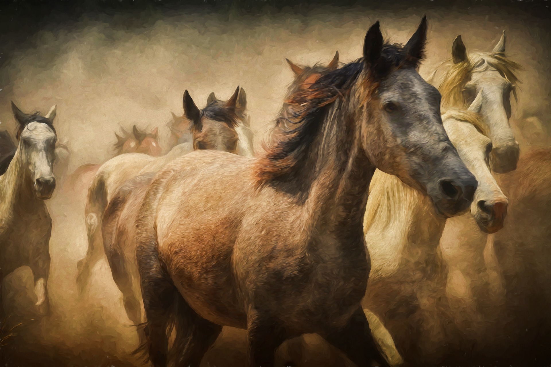 809300 descargar fondo de pantalla pintura al óleo, animales, caballo, pintura, correr: protectores de pantalla e imágenes gratis