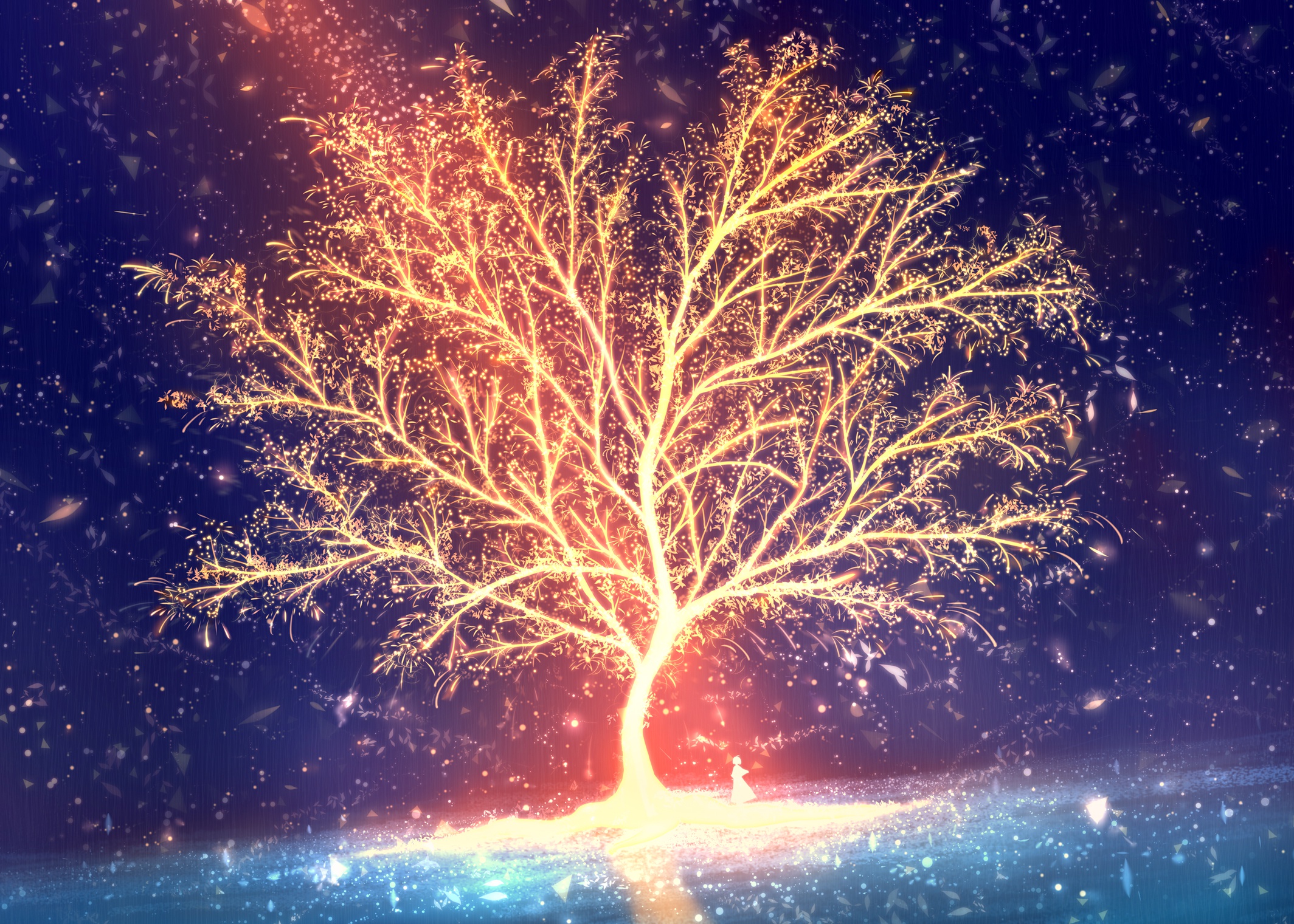 Download mobile wallpaper Anime, Night, Tree for free.