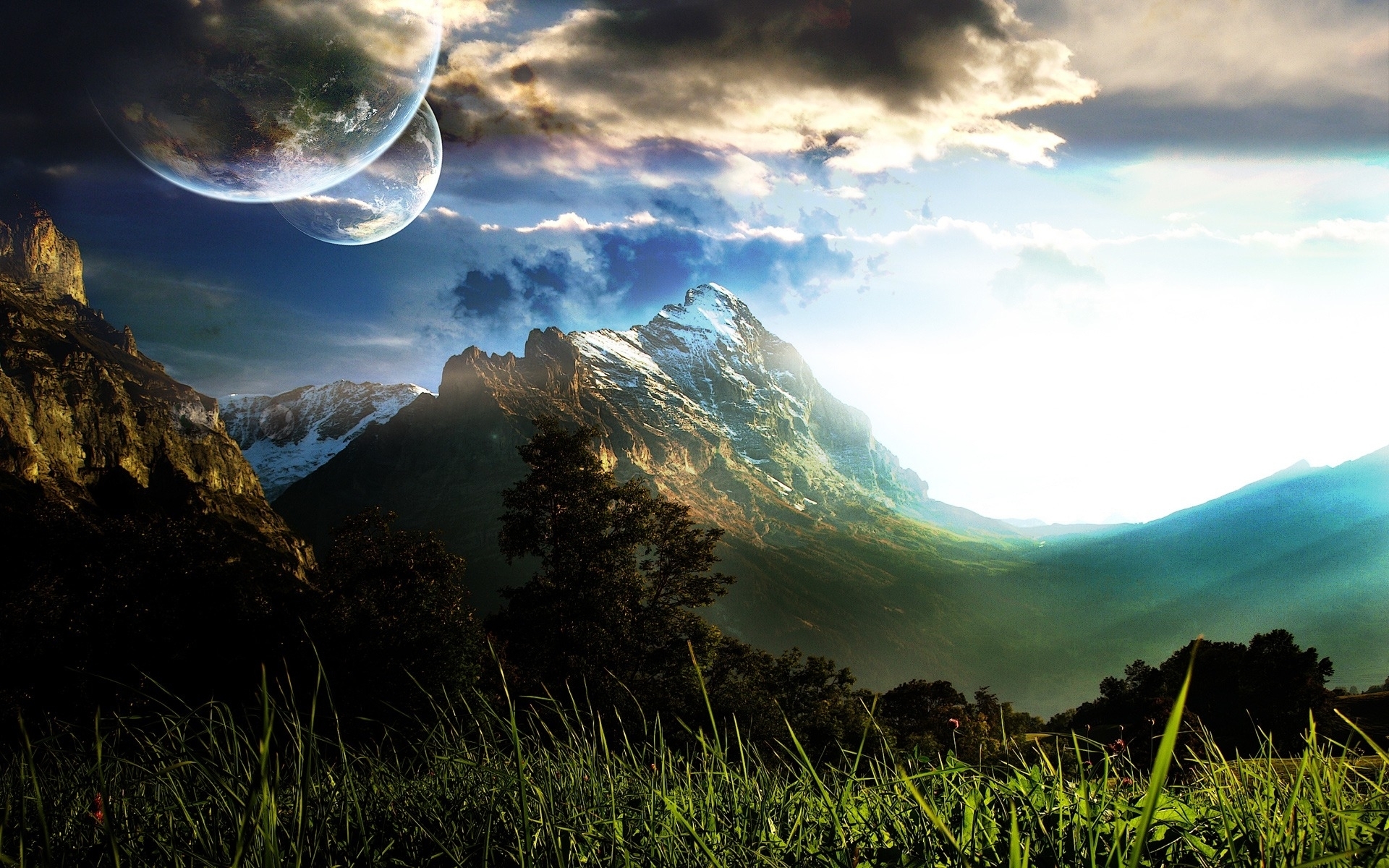 Free download wallpaper Landscape, Mountains, Sky on your PC desktop