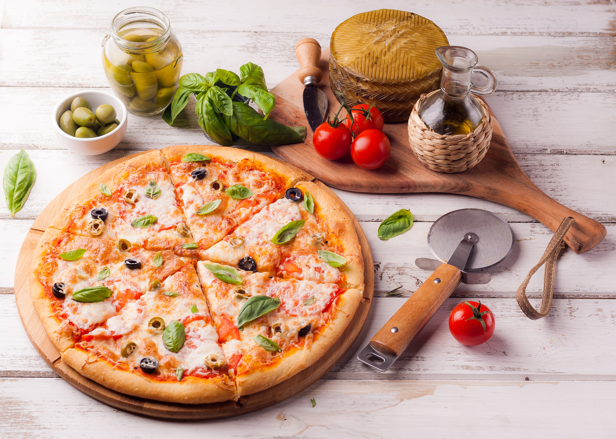 food, pizza, oil, olive, still life, tomato
