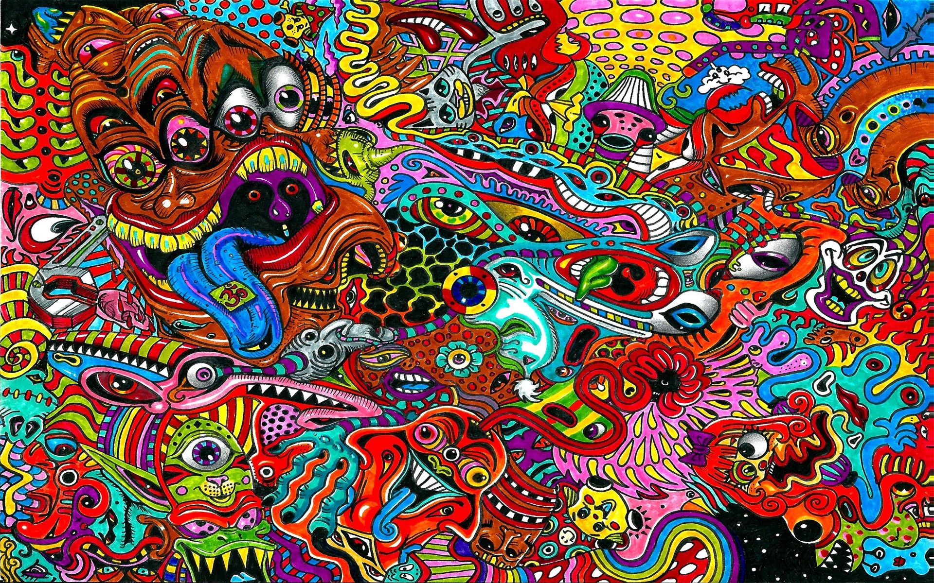 psychedelic, surrealism, vector, picture, drawing, colorful, colourful, psychedelics Full HD