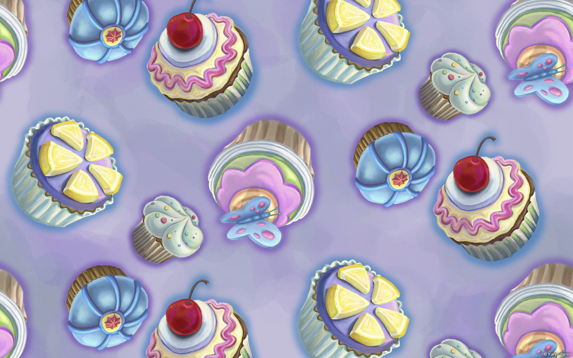 Download mobile wallpaper Food, Colorful, Painting, Artistic, Cupcake for free.