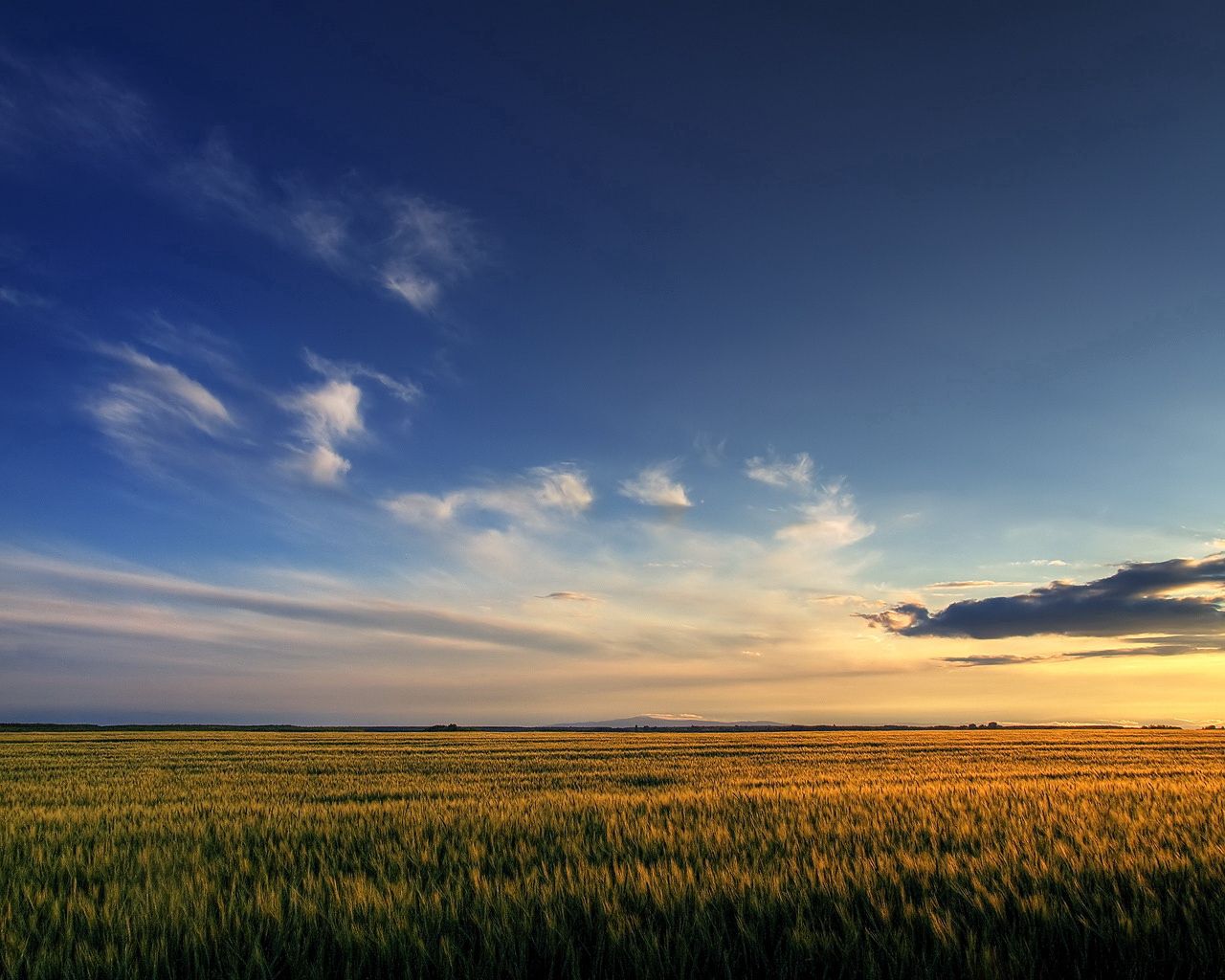 open spaces, expanse, sunset, nature, sky, clouds, field