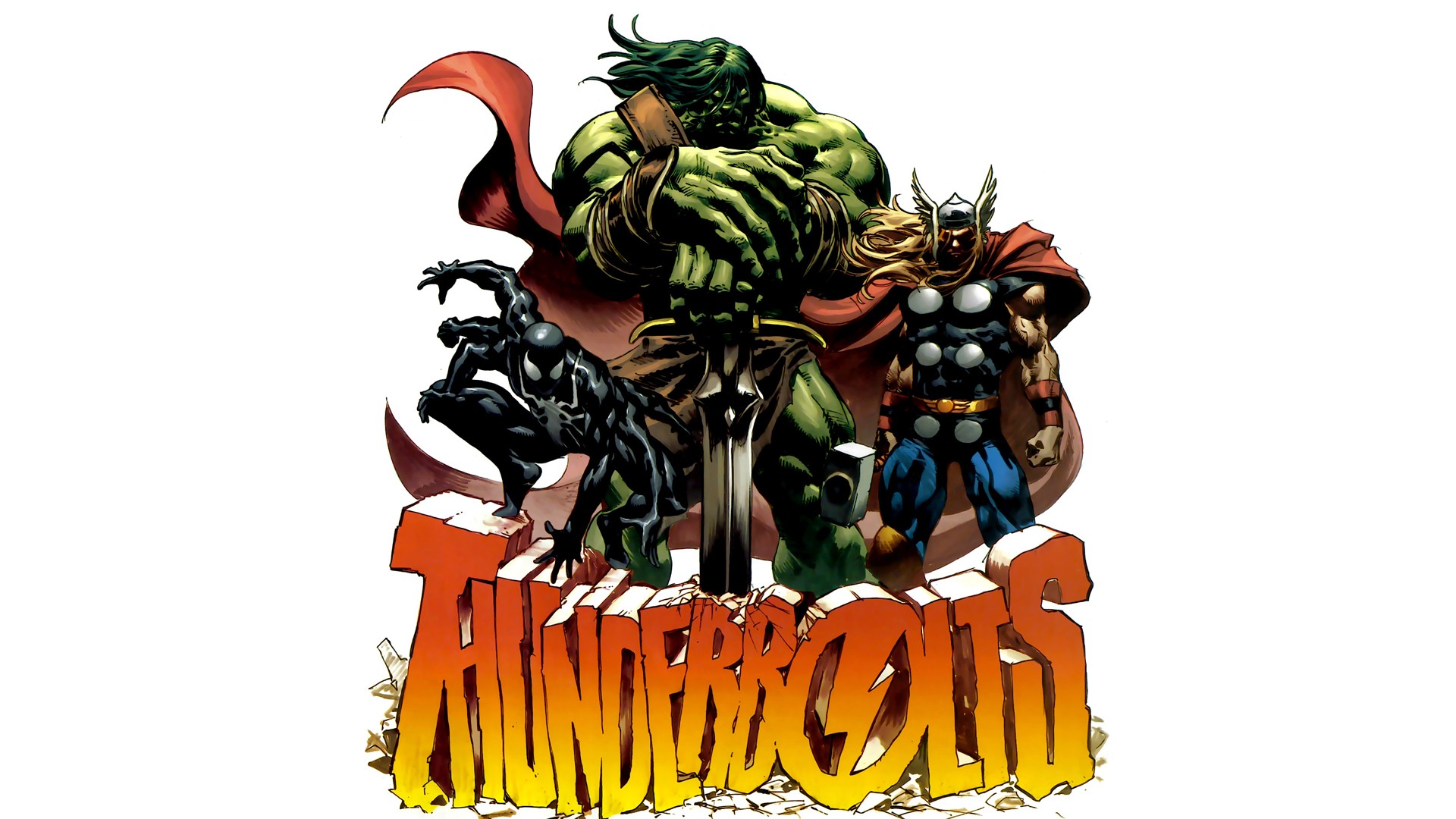 586954 Hintergrundbild herunterladen comics, thunderbolts, hulk, thor - Bildschirmschoner und Bilder kostenlos