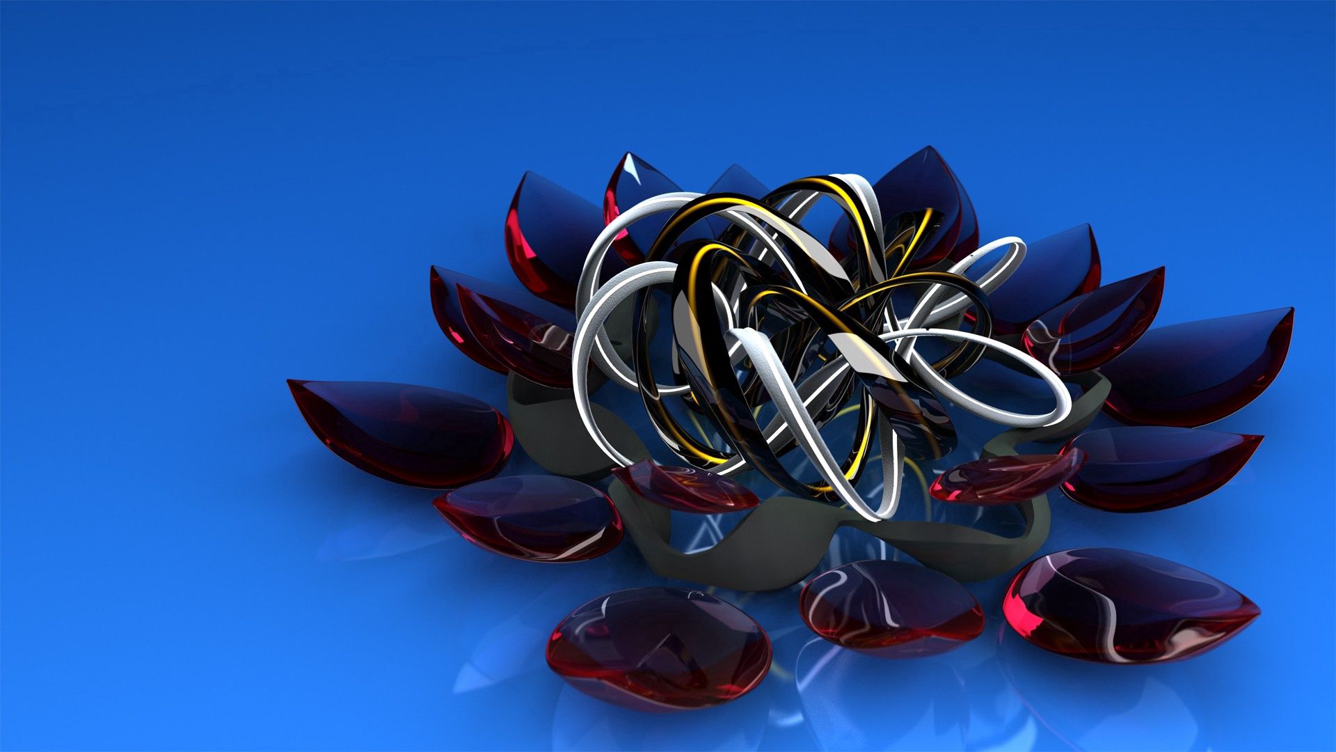 Free download wallpaper Figurine, Flower, Form, Glass, Metal, 3D on your PC desktop