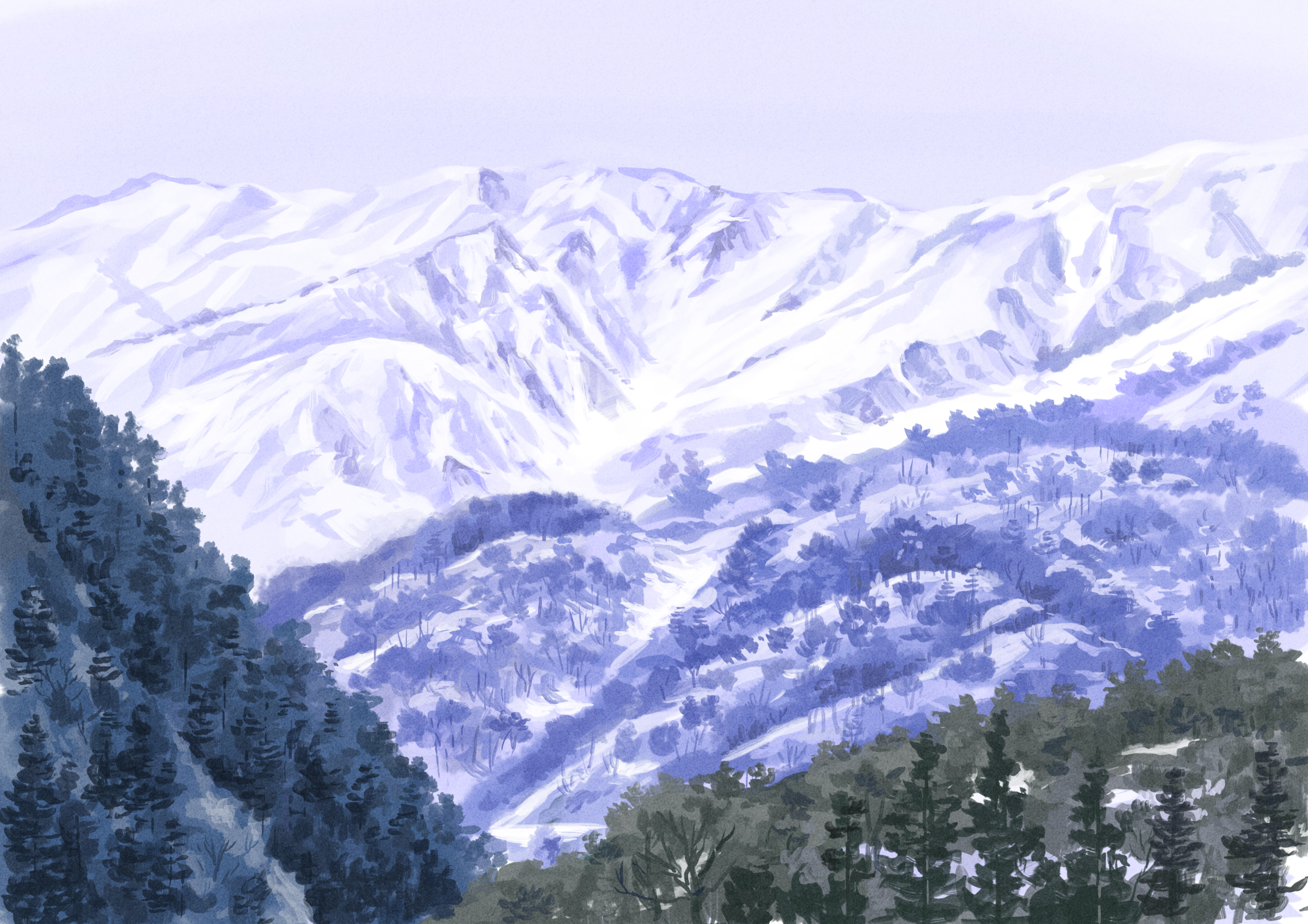 Free download wallpaper Anime, Winter, Mountain, Original on your PC desktop