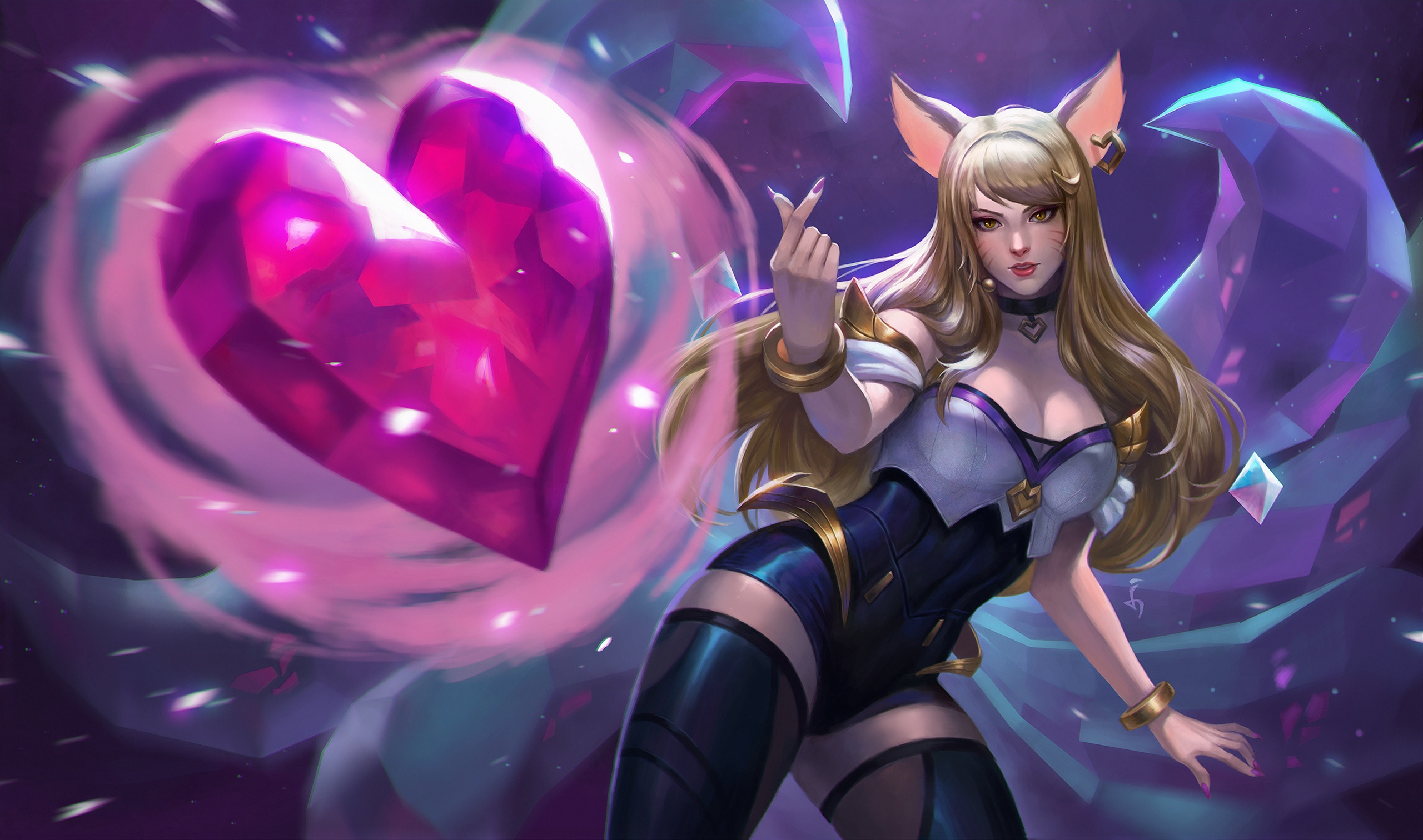 Laden Sie das League Of Legends, Computerspiele, Lange Haare, Tierische Ohren, Ahri (Liga Der Legenden)-Bild kostenlos auf Ihren PC-Desktop herunter