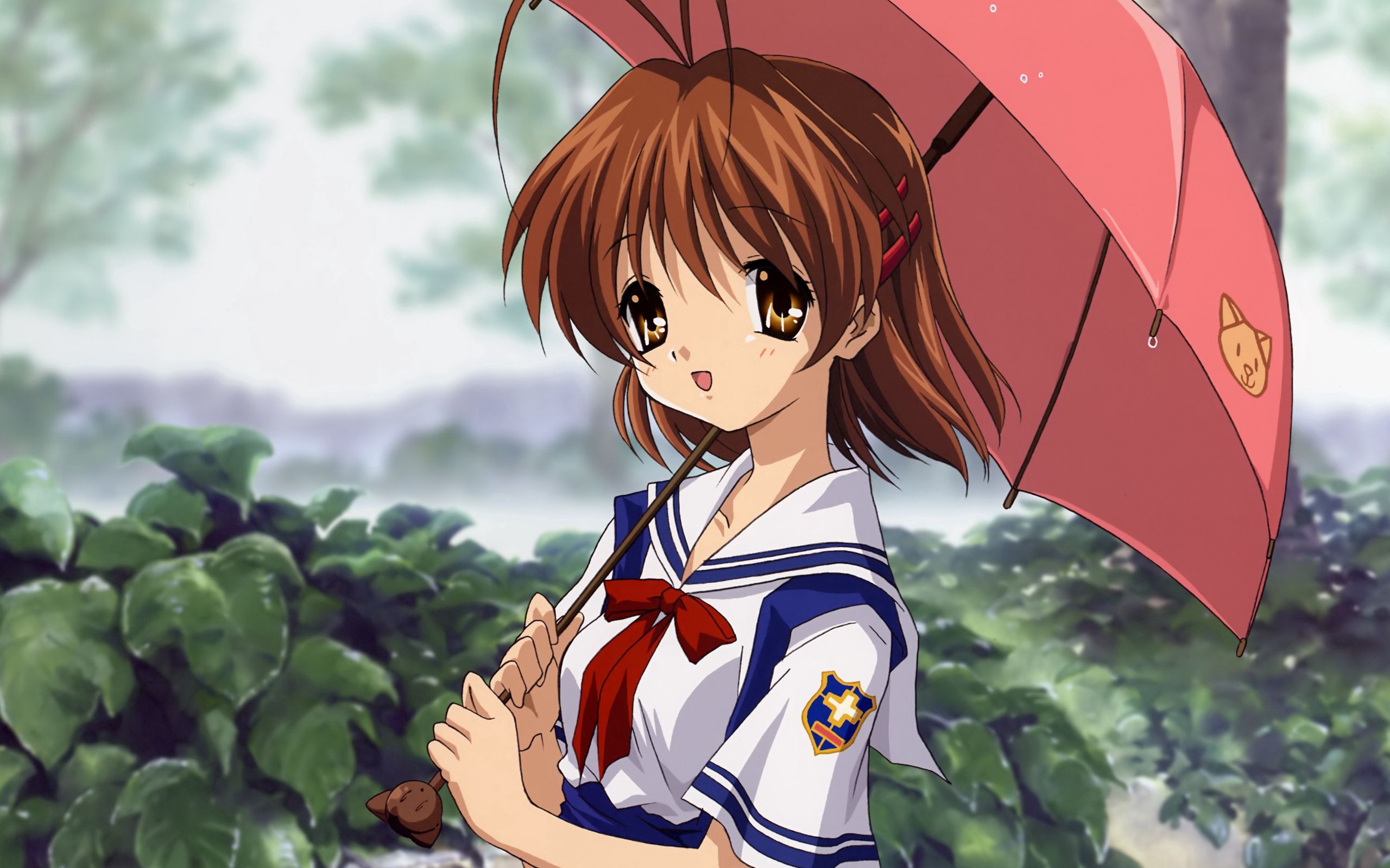 55472 скачать картинку милая, аниме, дождь, девочка, зонт - обои и заставки бесплатно