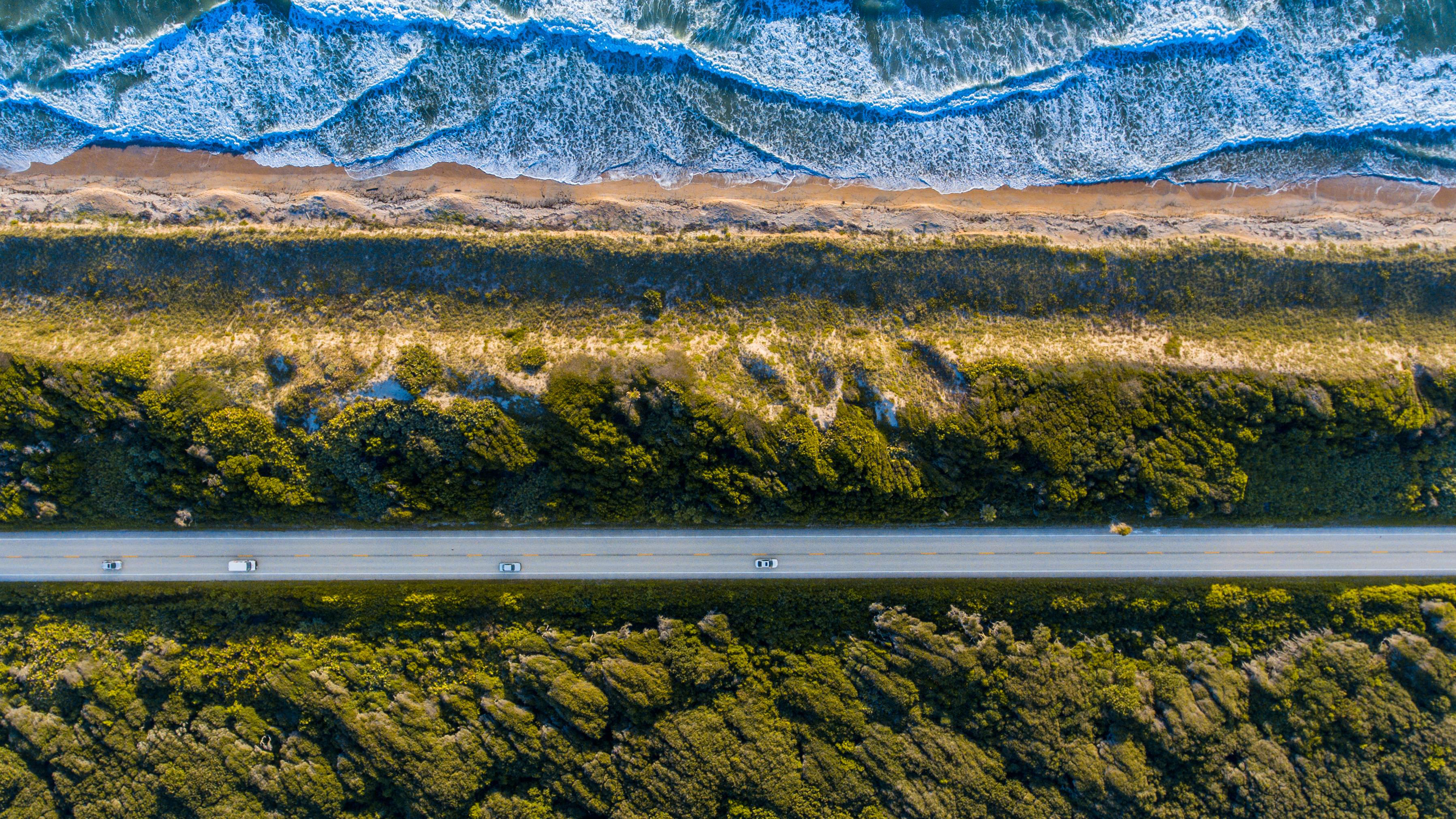 Free download wallpaper Beach, Road, Coastline, Photography, Aerial on your PC desktop