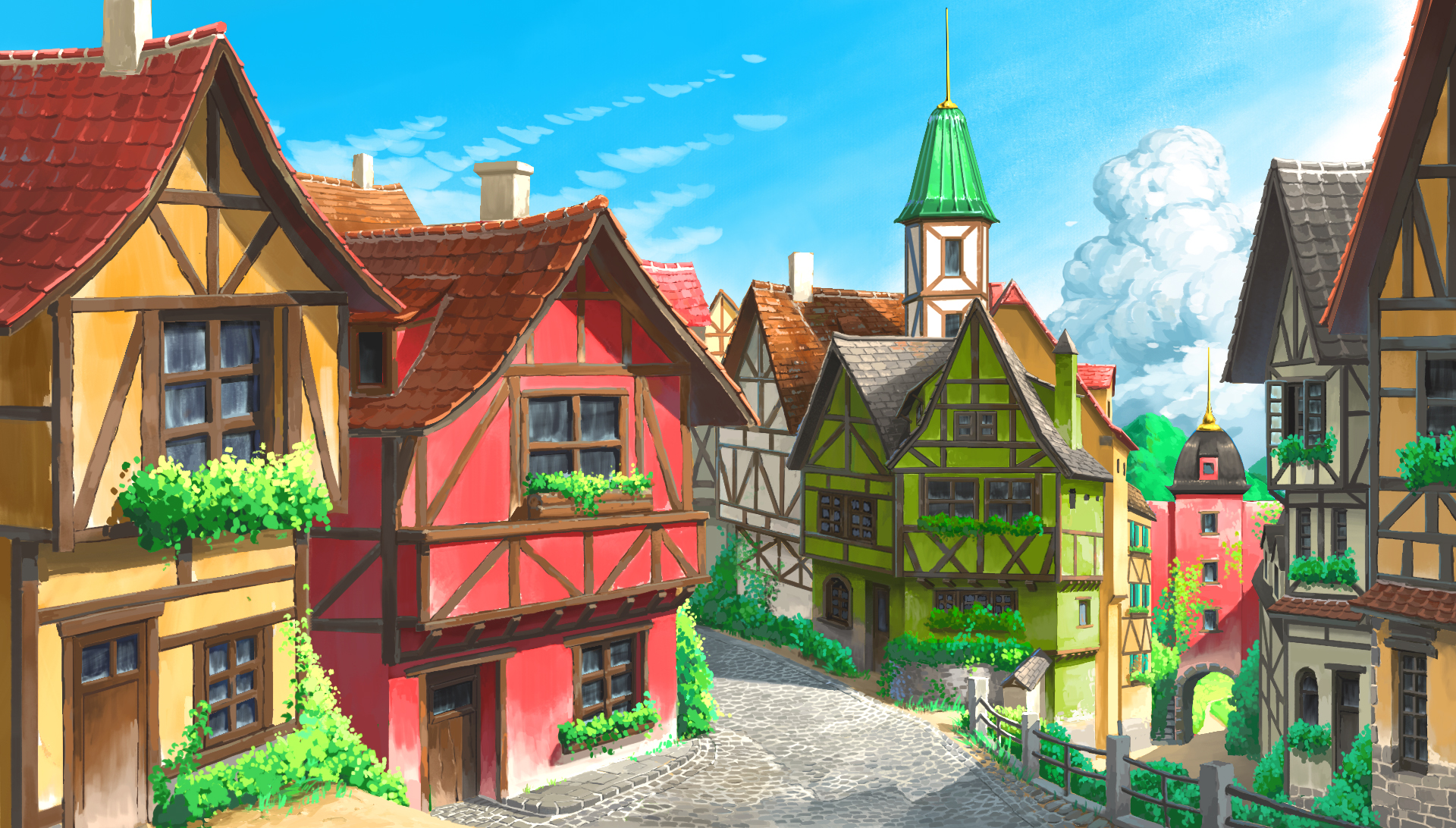 Free download wallpaper Anime, House, Street on your PC desktop
