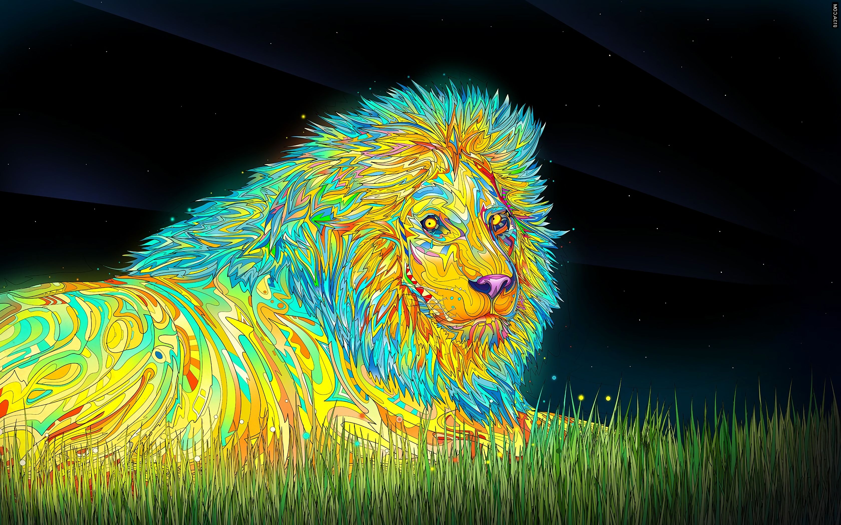 Download mobile wallpaper Cats, Drawing, Lion, Colors, Animal, Colorful for free.