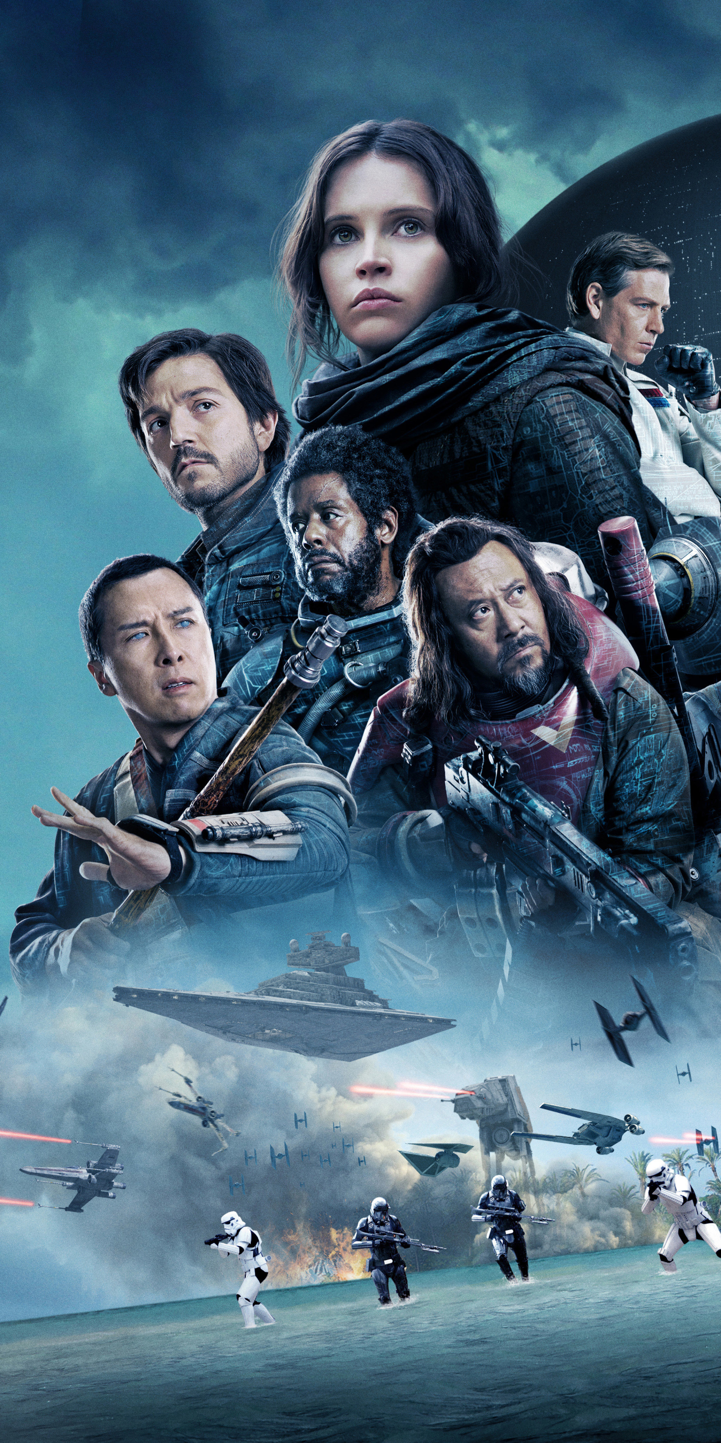 movie, rogue one: a star wars story, forest whitaker, at at walker, felicity jones, death star, jyn erso, jiang wen, riz ahmed, donnie yen, diego luna, ben mendelsohn, saw gerrera, chirrut îmwe, k 2so, baze malbus, bodhi rook, orson krennic, star wars