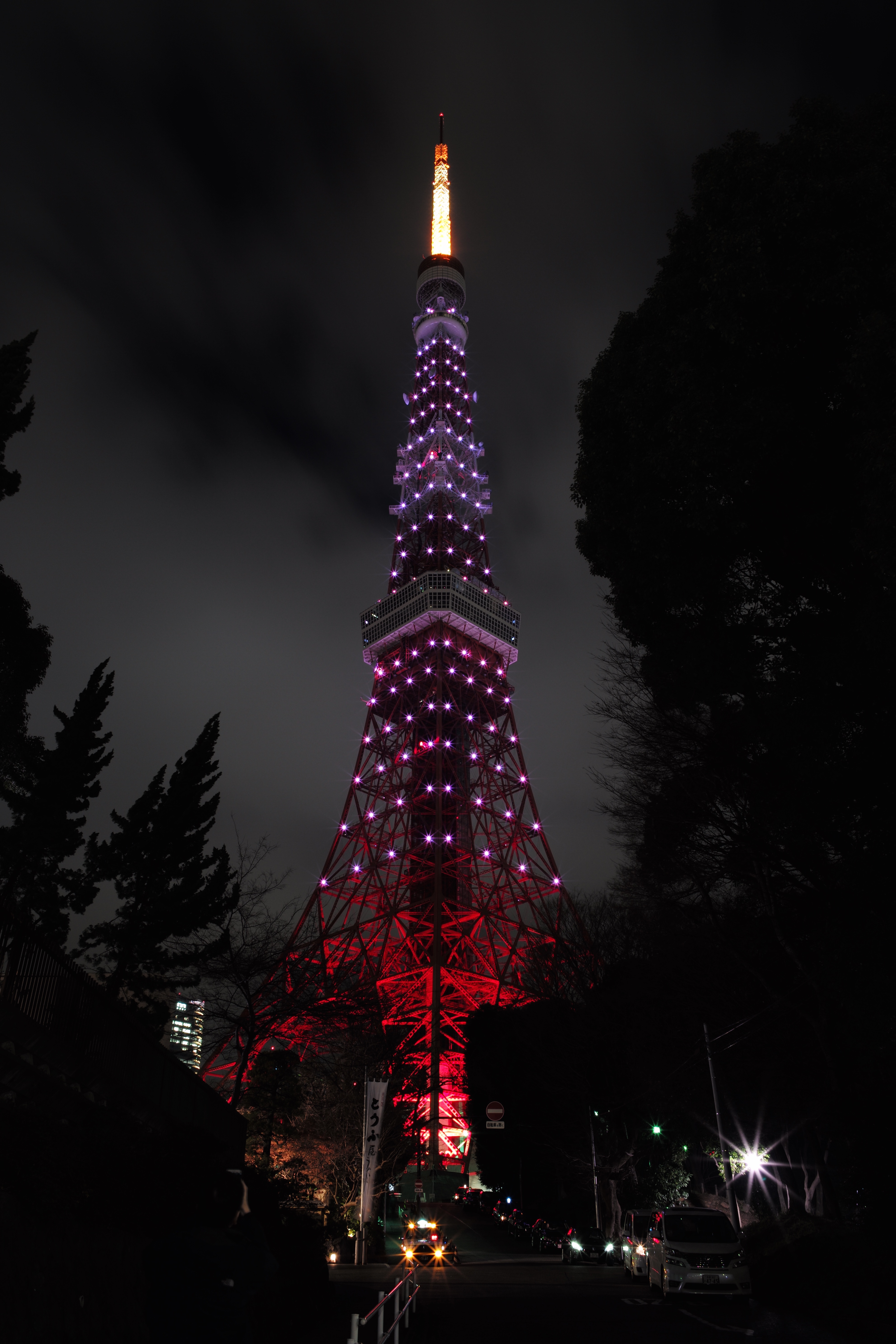 illumination, dark, backlight, light, japan, tokyo, tower, night city, shine HD wallpaper