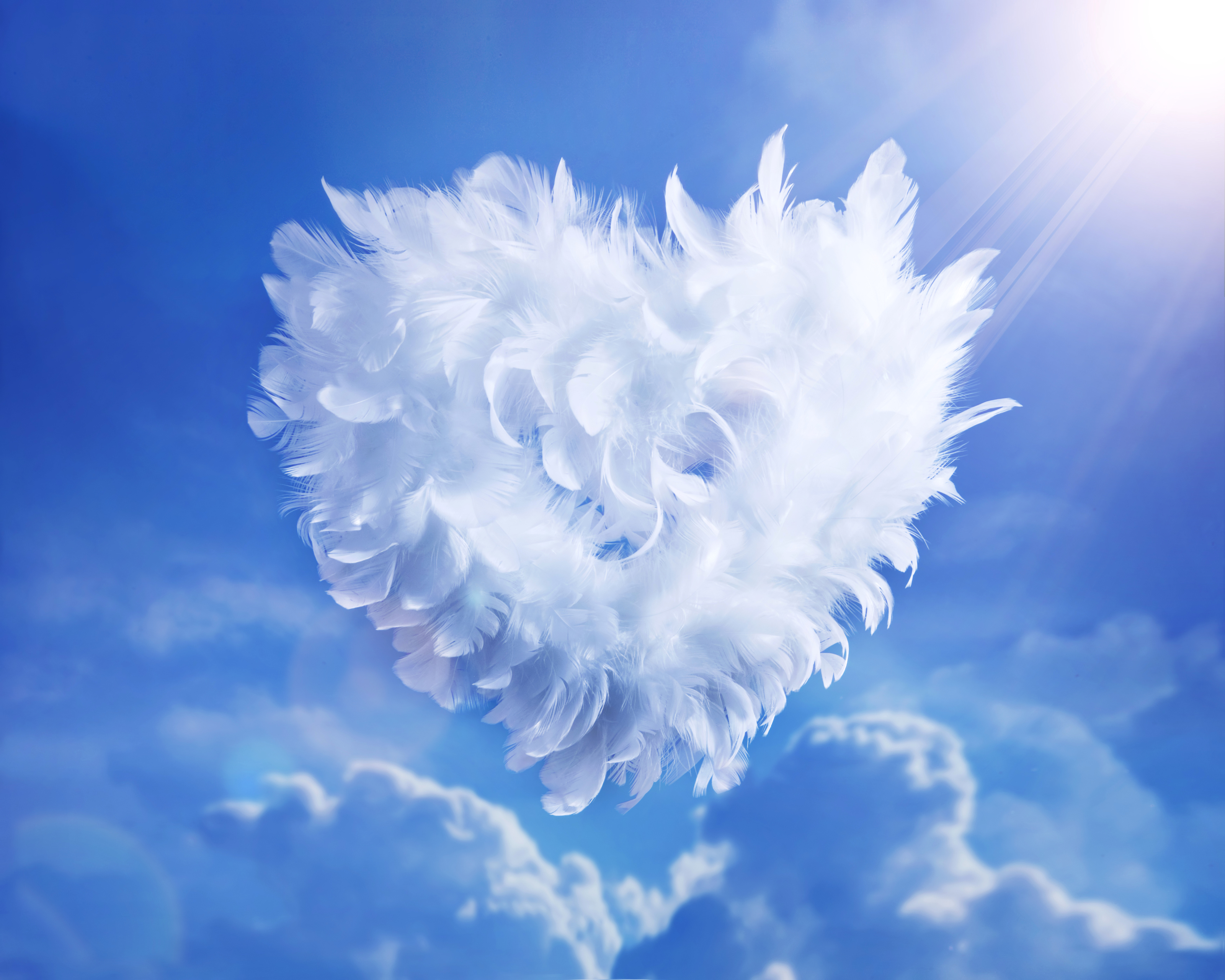 Free download wallpaper Sky, Feather, Heart, Artistic on your PC desktop