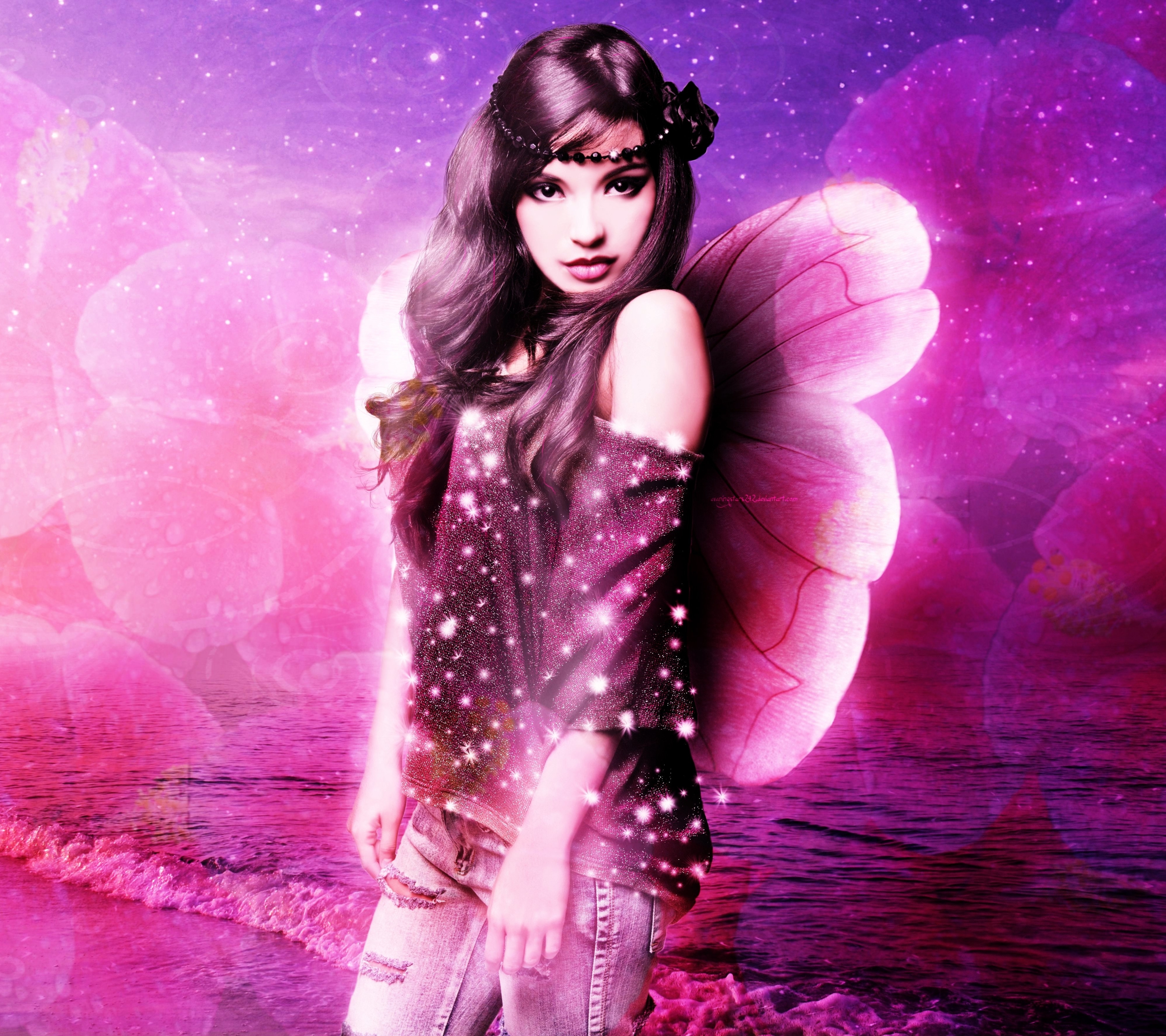 Free download wallpaper Fantasy, Pink, Purple, Wings, Fairy on your PC desktop