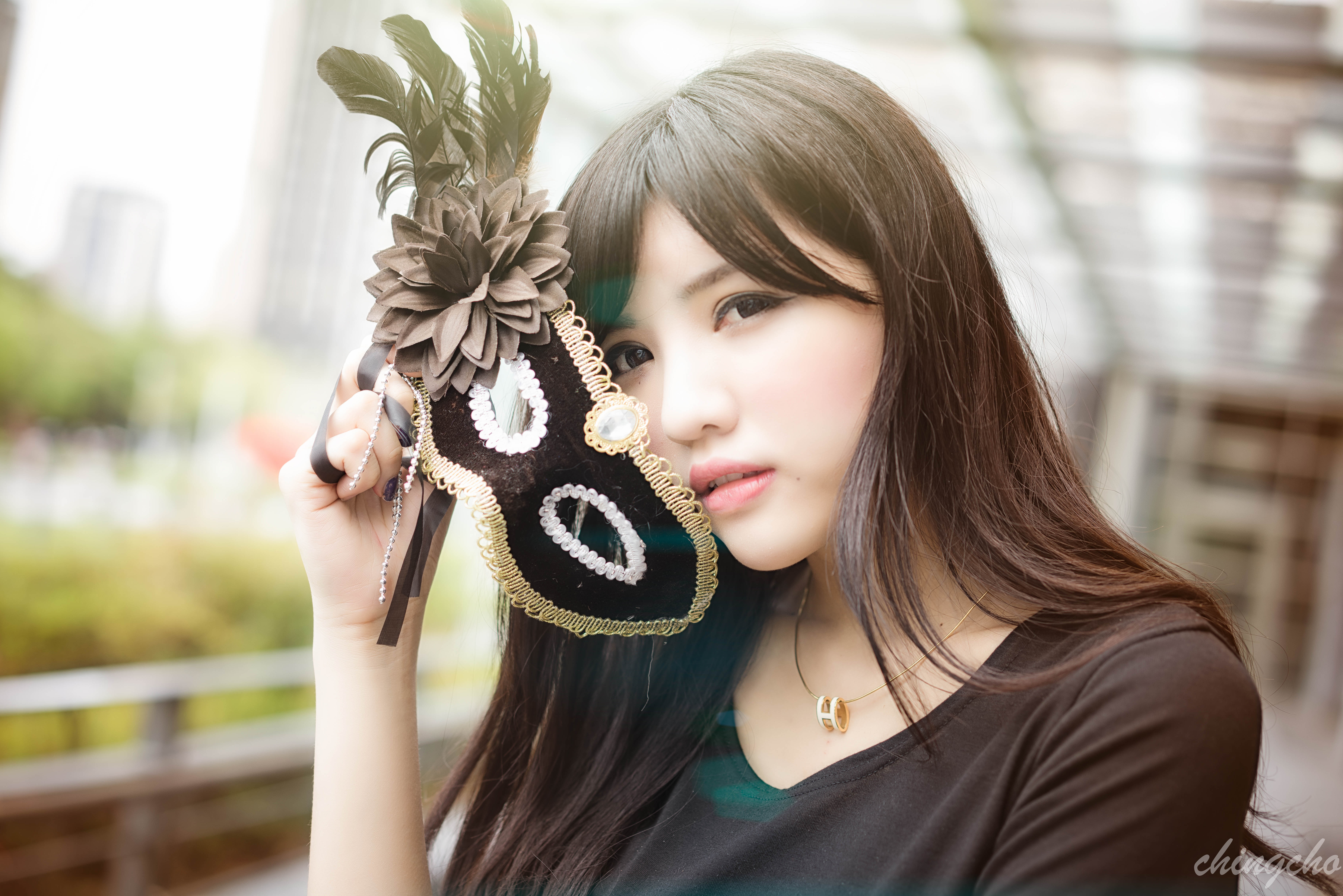 Download mobile wallpaper Mask, Model, Women, Asian, Taiwanese, Ka Ka for free.