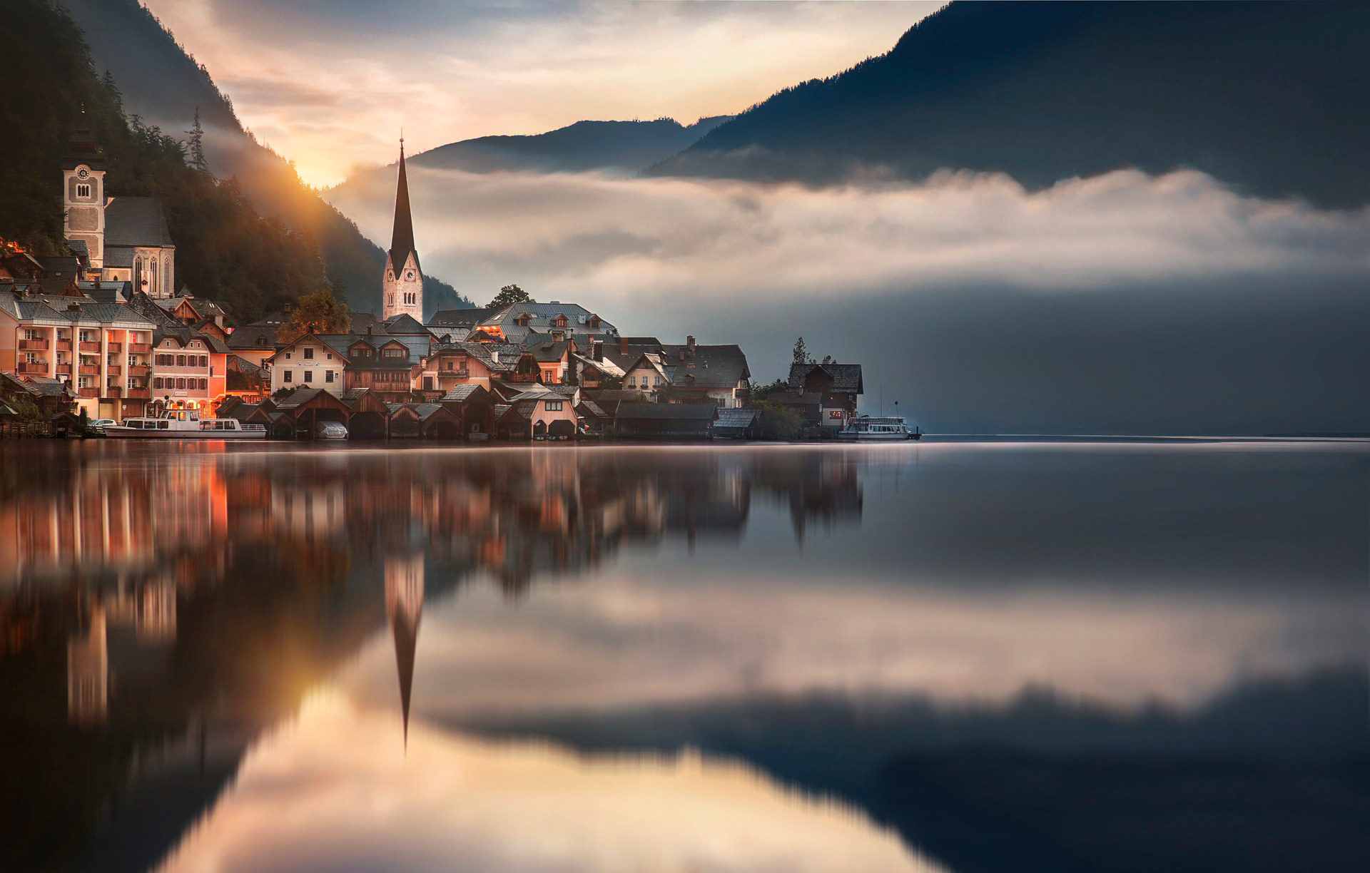 391301 скачать картинку австрия, гальштат, города, сделано человеком, облака, озеро, отражение, деревня - обои и заставки бесплатно