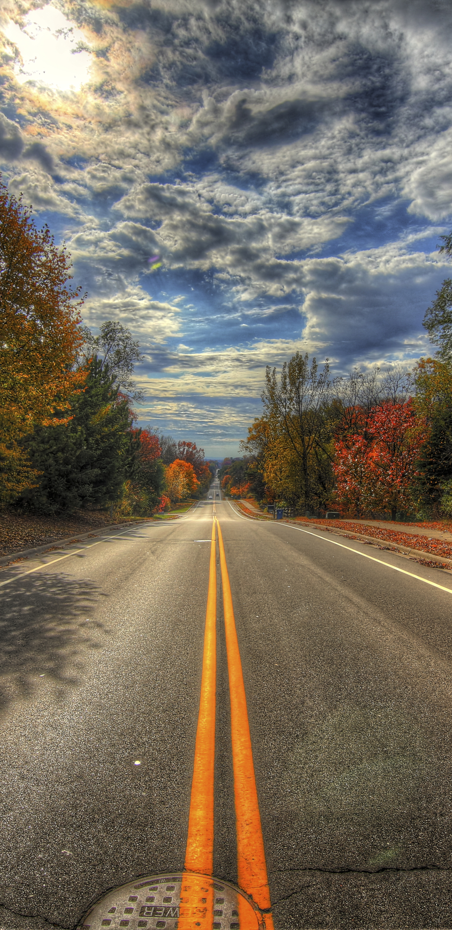 Download mobile wallpaper Road, Fall, Hdr, Man Made for free.