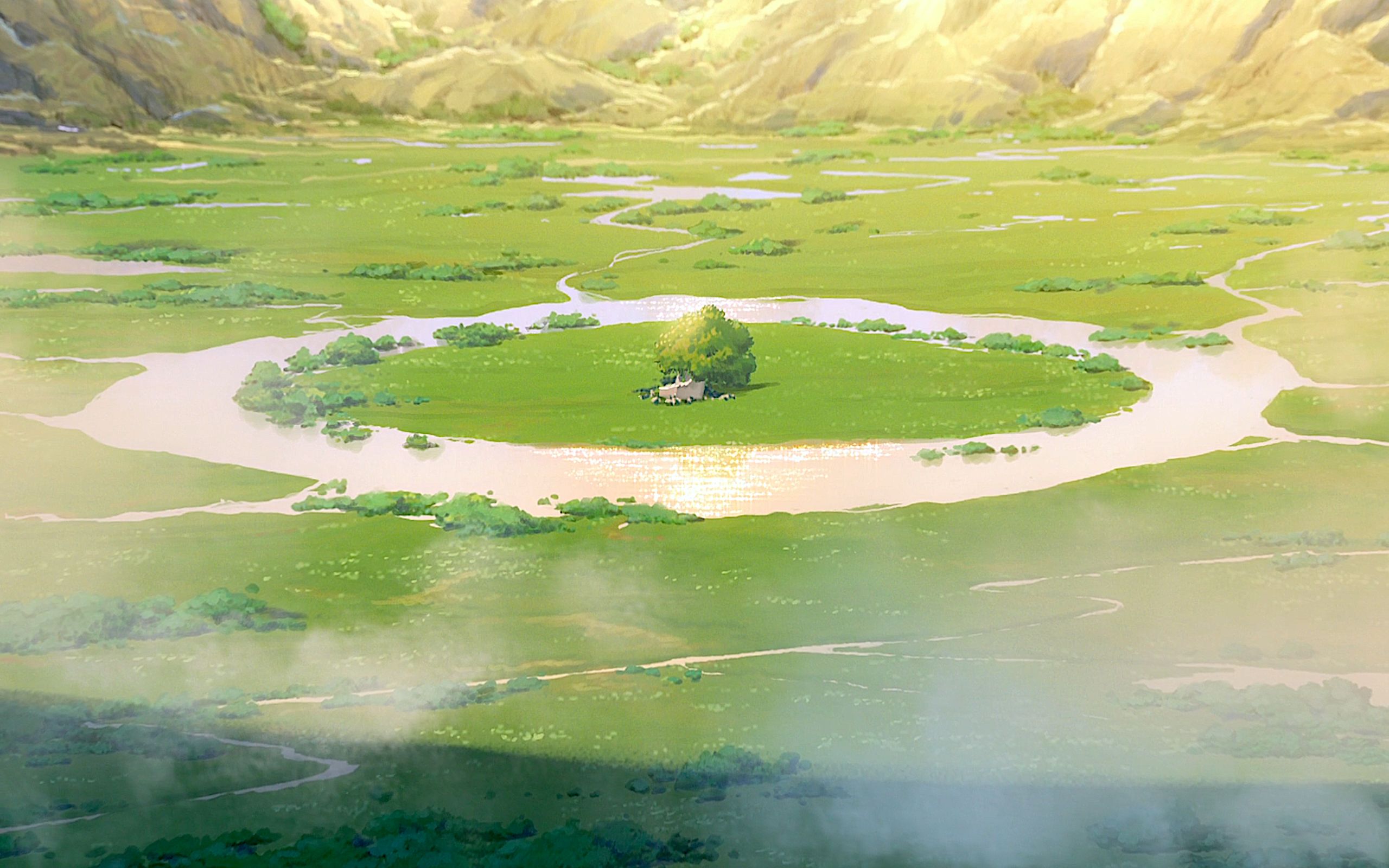 1537993 скачать картинку аниме, твоё имя, кратер, трава, кими но на ва, дерево, вода - обои и заставки бесплатно