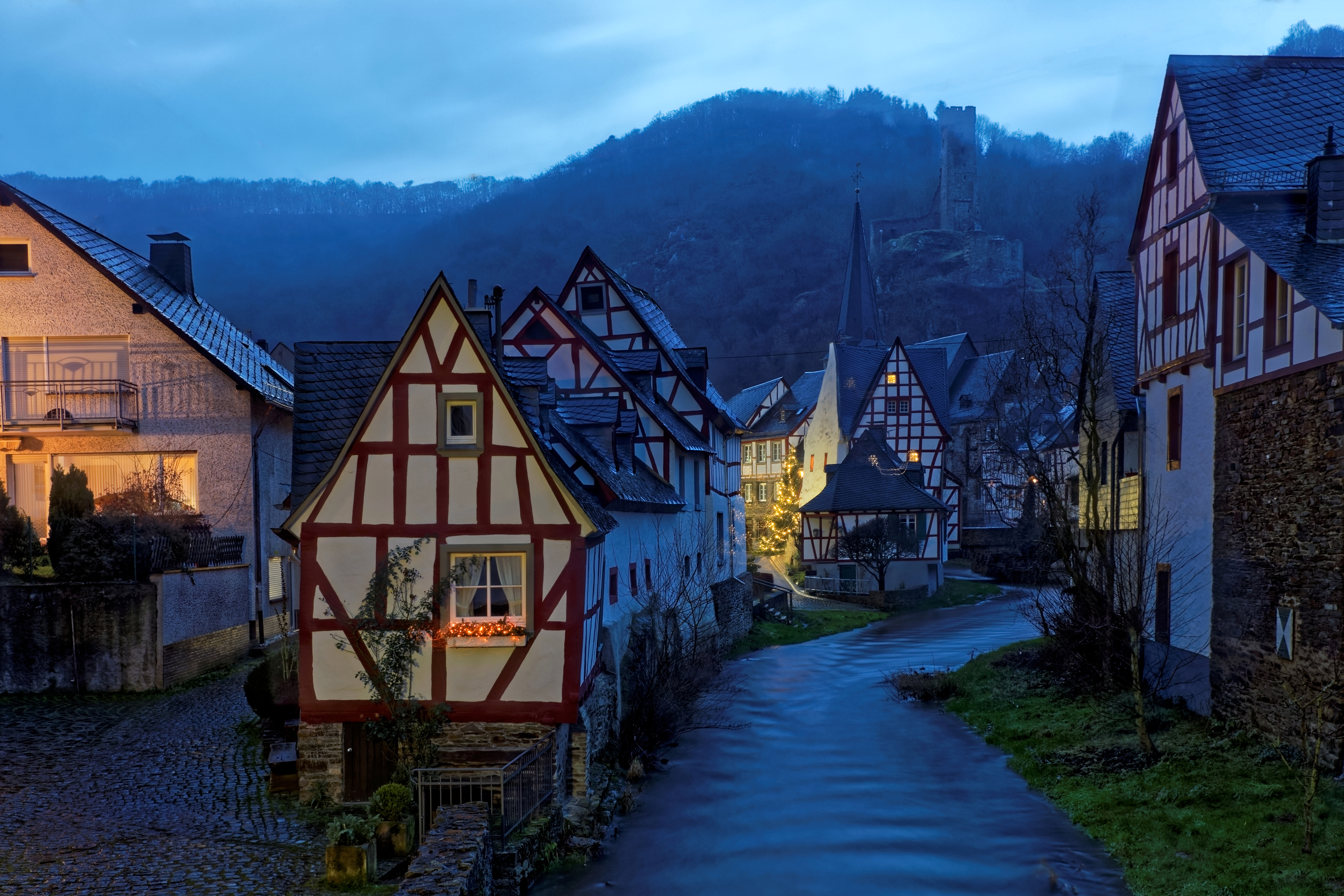 Téléchargez des papiers peints mobile Crépuscule, Maison, Village, Allemagne, Architecture, Construction Humaine gratuitement.